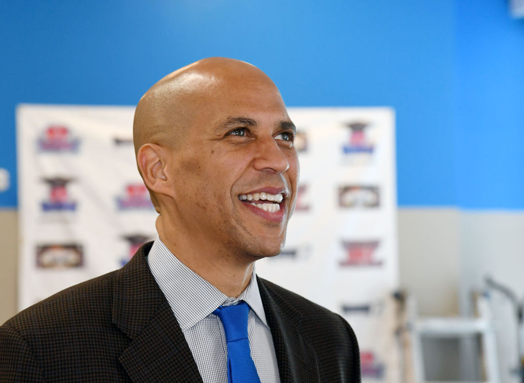 U.S. Sen. Cory Booker visits Masterpiece Barber College on October 24, 2018 in Las Vegas, Nevada. On Feb. 1, 2019, he announced that he was running for President of the United States in 2020. Ethan Miller—Getty Images (Ethan Miller—Getty Images)