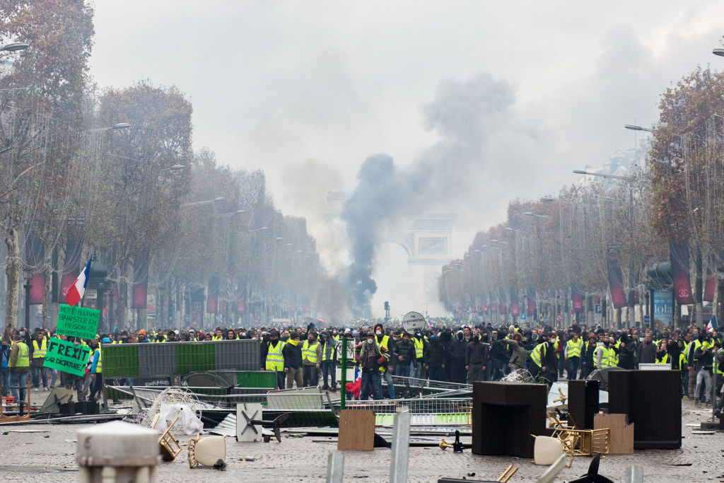 Yellow Vest Protests And Clashes On The Champs Elysees, Paris