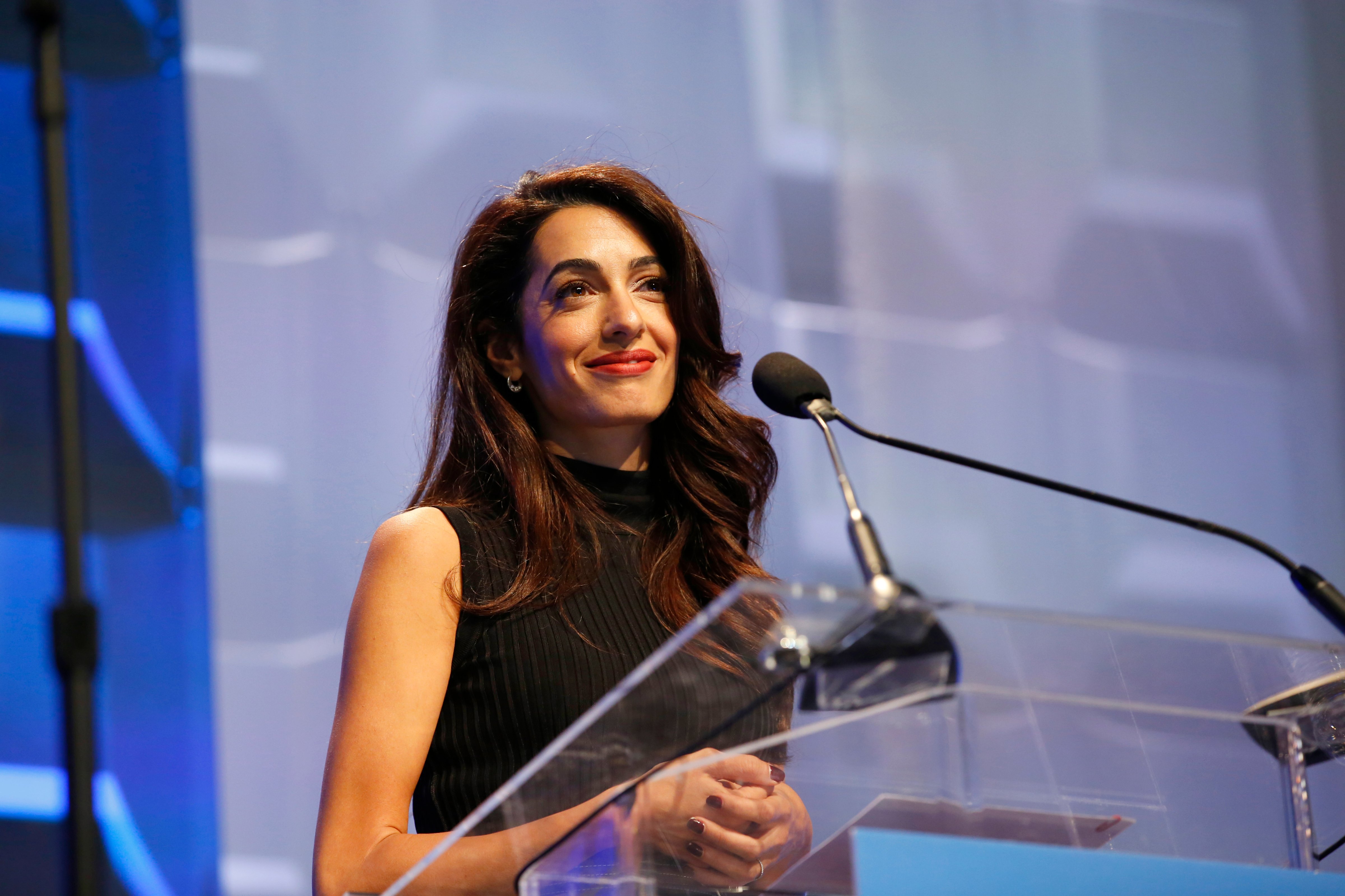 Human rights lawyer Amal Clooney speaks on stage during 2018 Massachusetts Conference For Women at Boston Convention &amp; Exhibition Center on December 6, 2018 in Boston, Massachusetts. (Marla Aufmuth –WireImage)