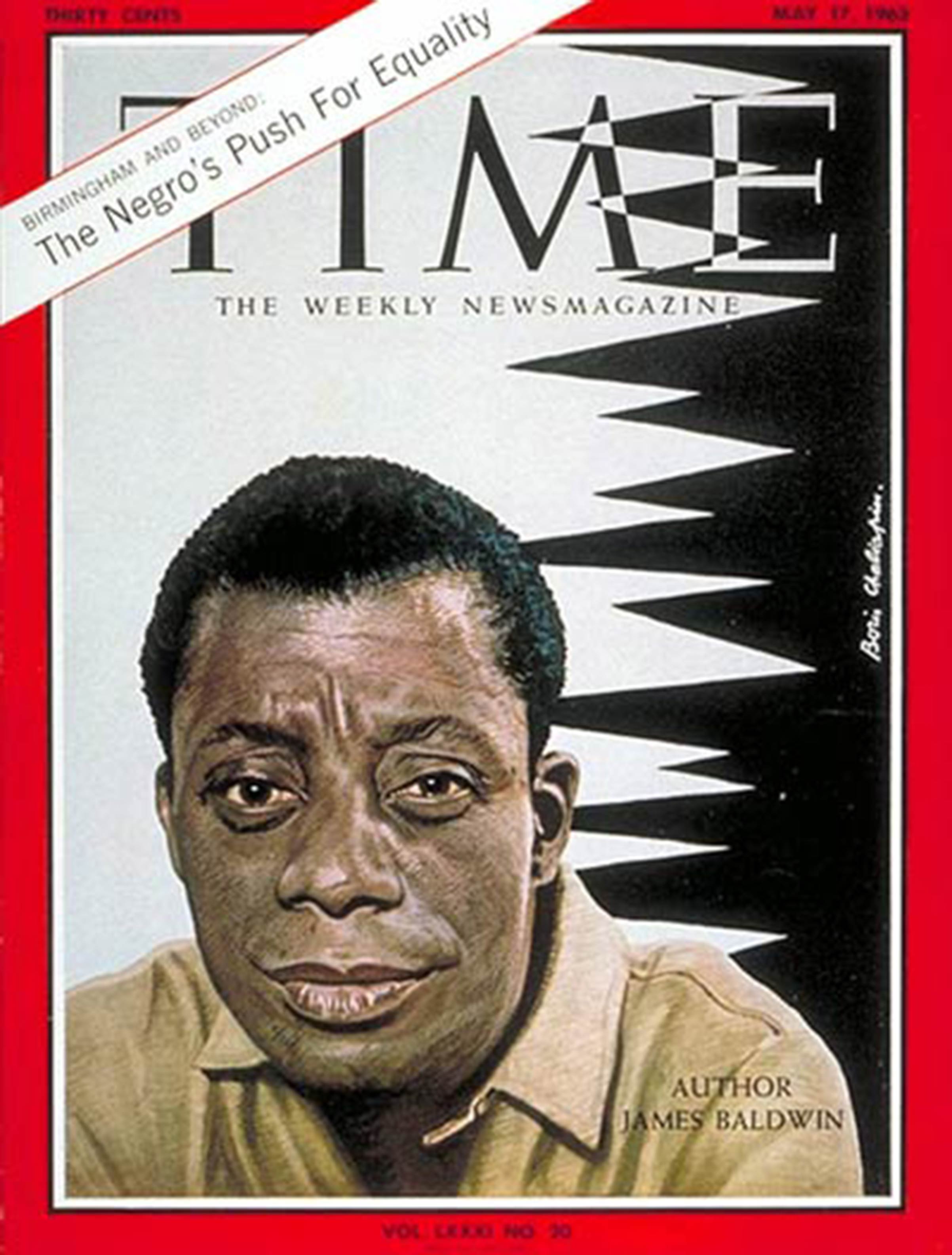Author James Baldwin on the cover of TIME's May 17, 1963, issue. (Boris Chaliapin)
