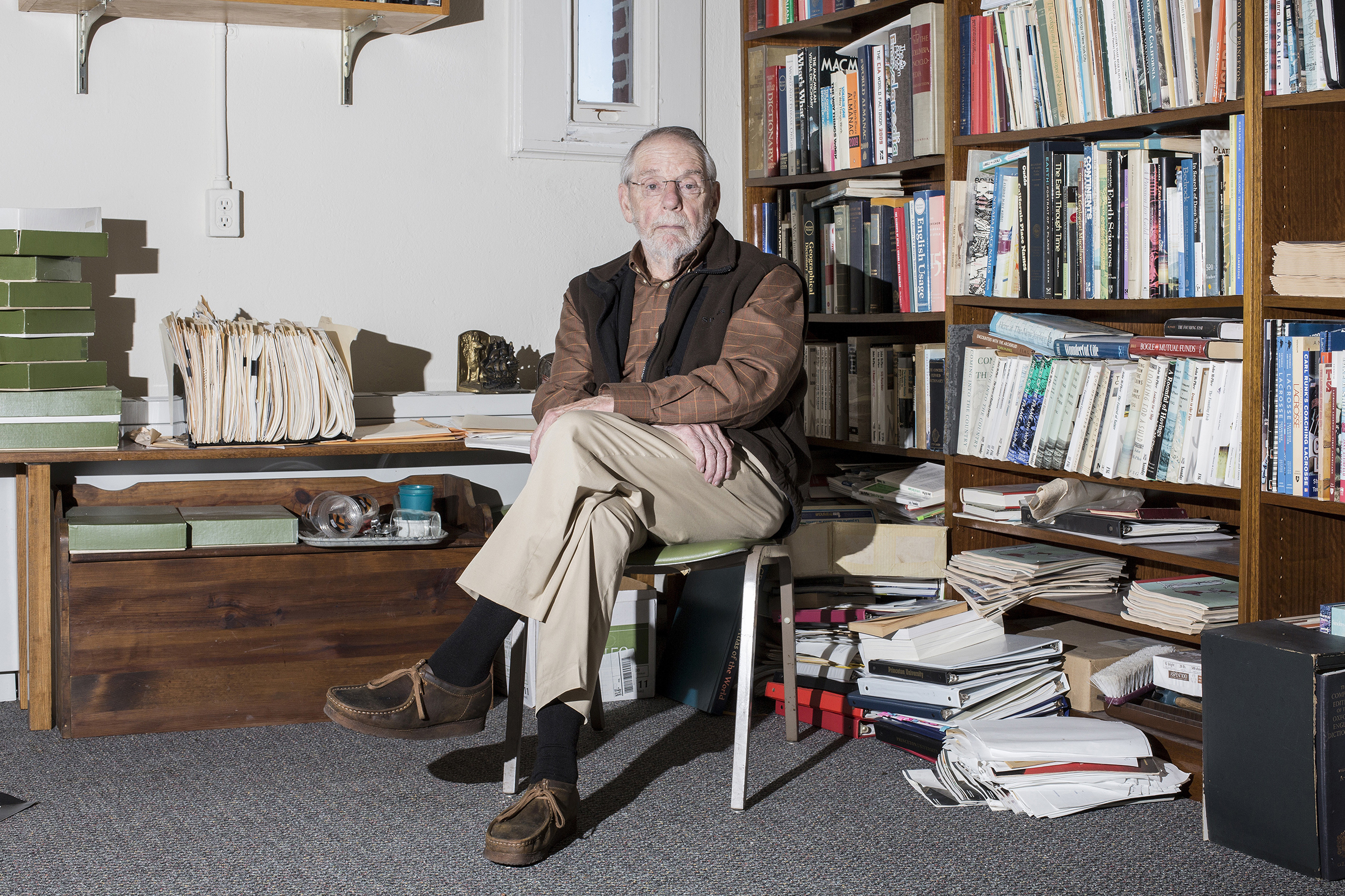 Writer John McPhee poses for a portrait in his office at Princeton University in Princeton, N.J. (Bryan Anselm—Redux for TIME)
