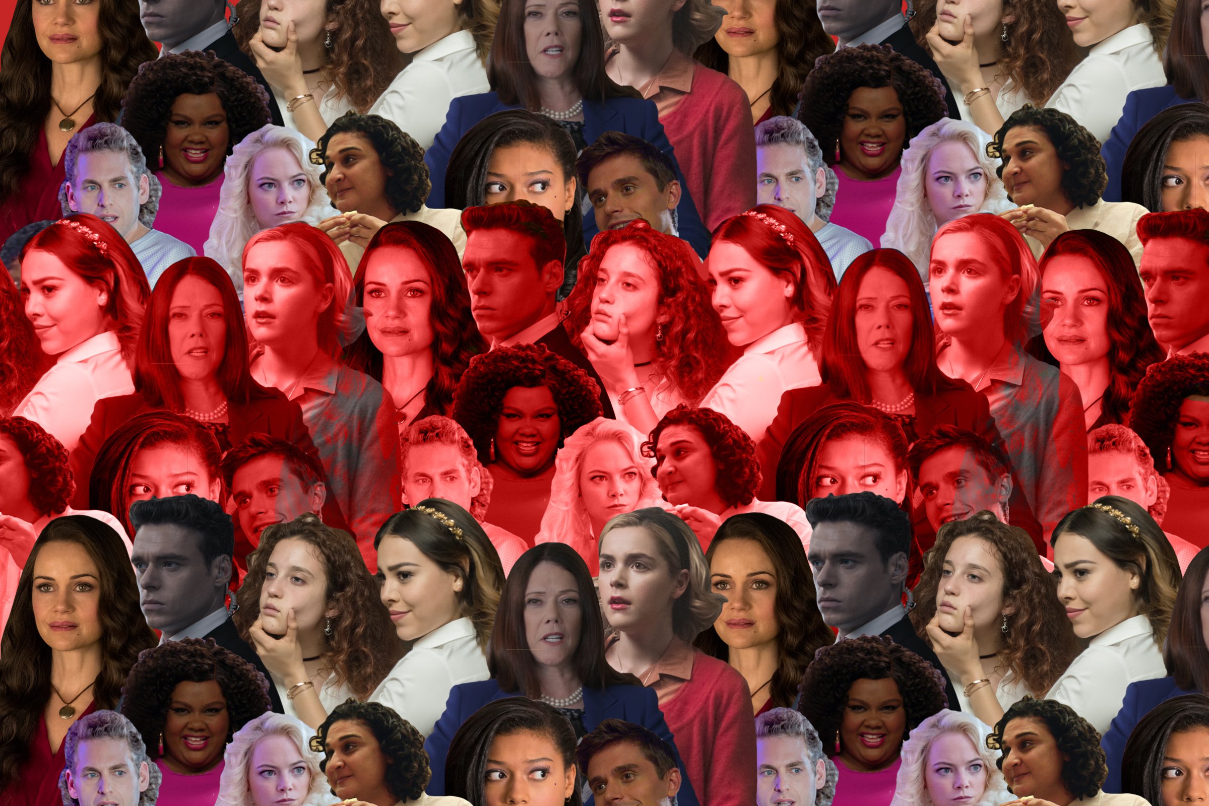 A collage of characters from Netflix shows