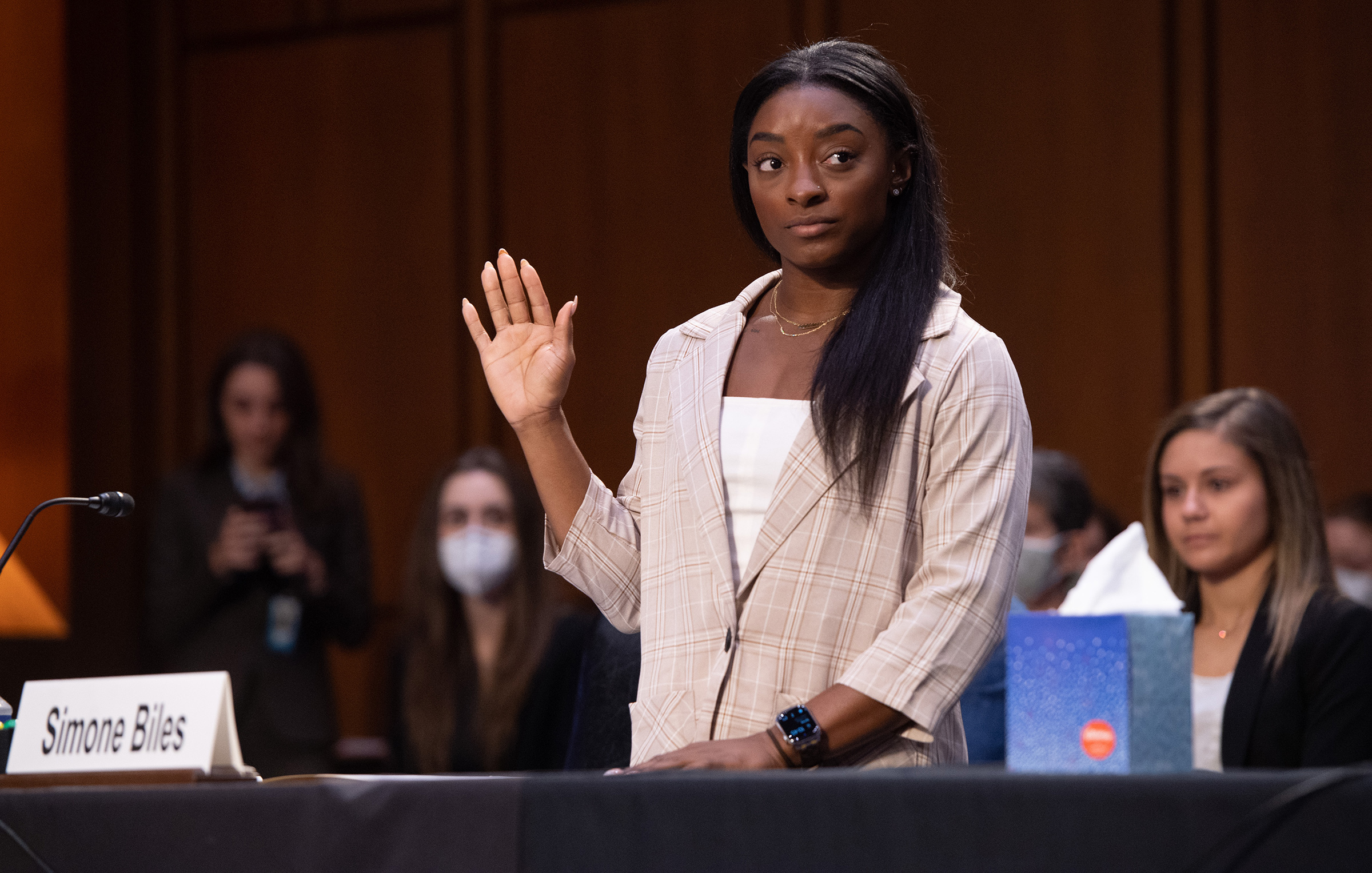 Biles at a Senate hearing on the FBI’s handling of the Larry Nassar investigation on Sept. 15 (Saul Loeb—Pool/Getty Images)