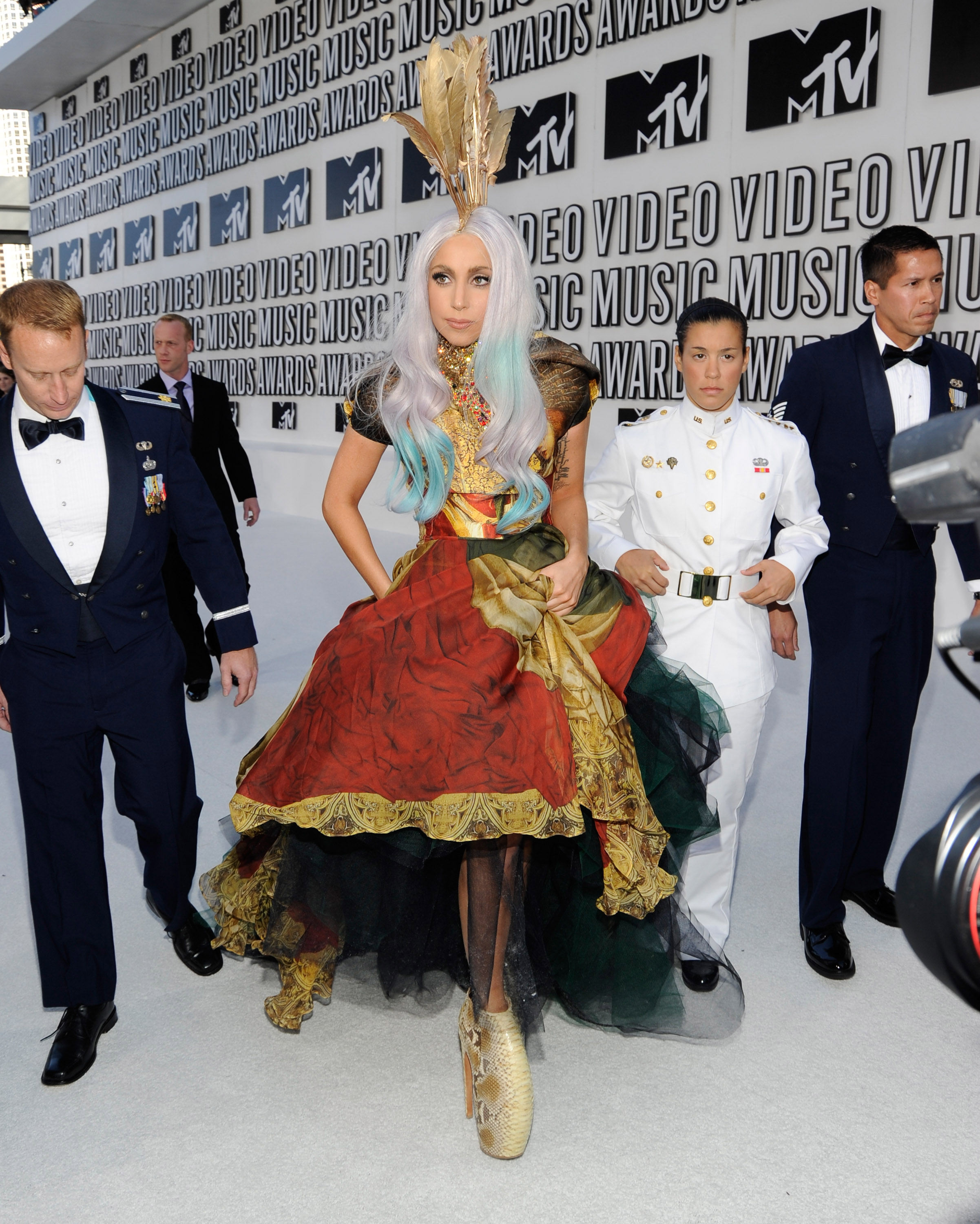 Lady Gaga arrives at the 2010 MTV Video Music Awards held at Nokia Theatre L.A. Live on September 12, 2010 in Los Angeles, California. (Kevin Mazur—WireImage)