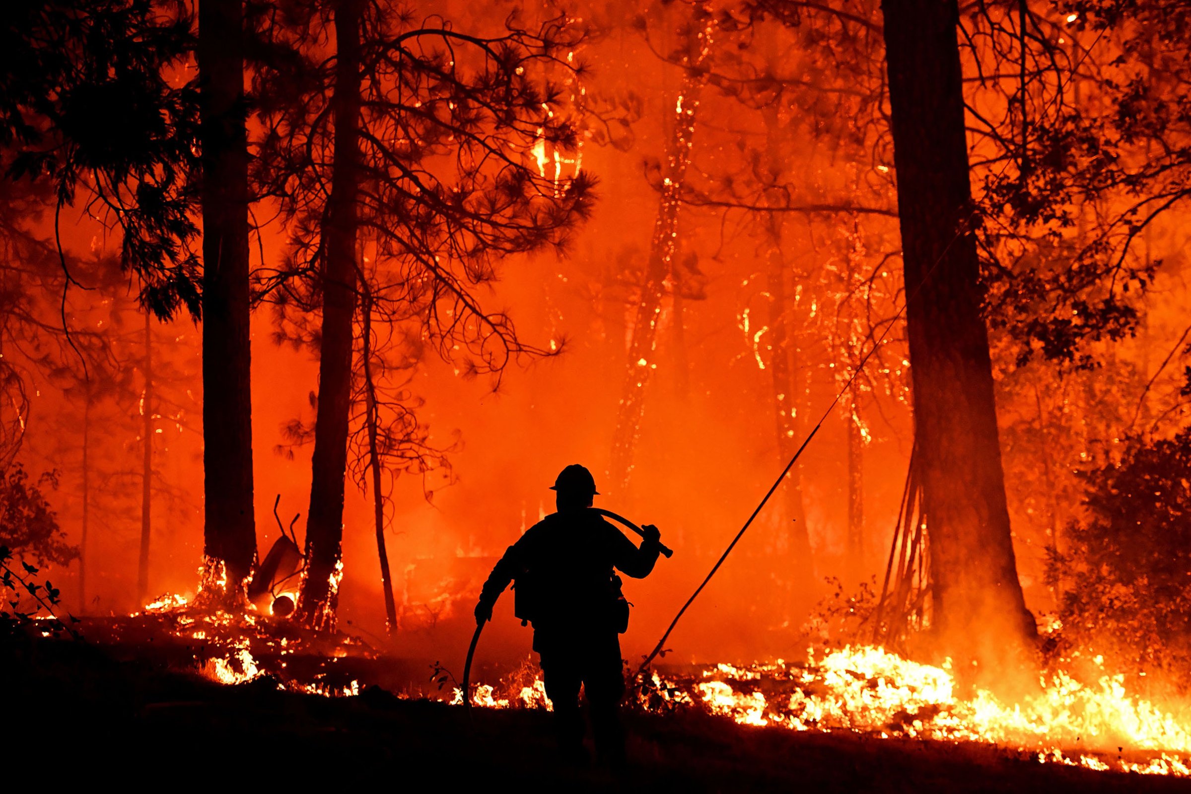 Firefighters struggle to contain backfire in the Pollard Flat area of California