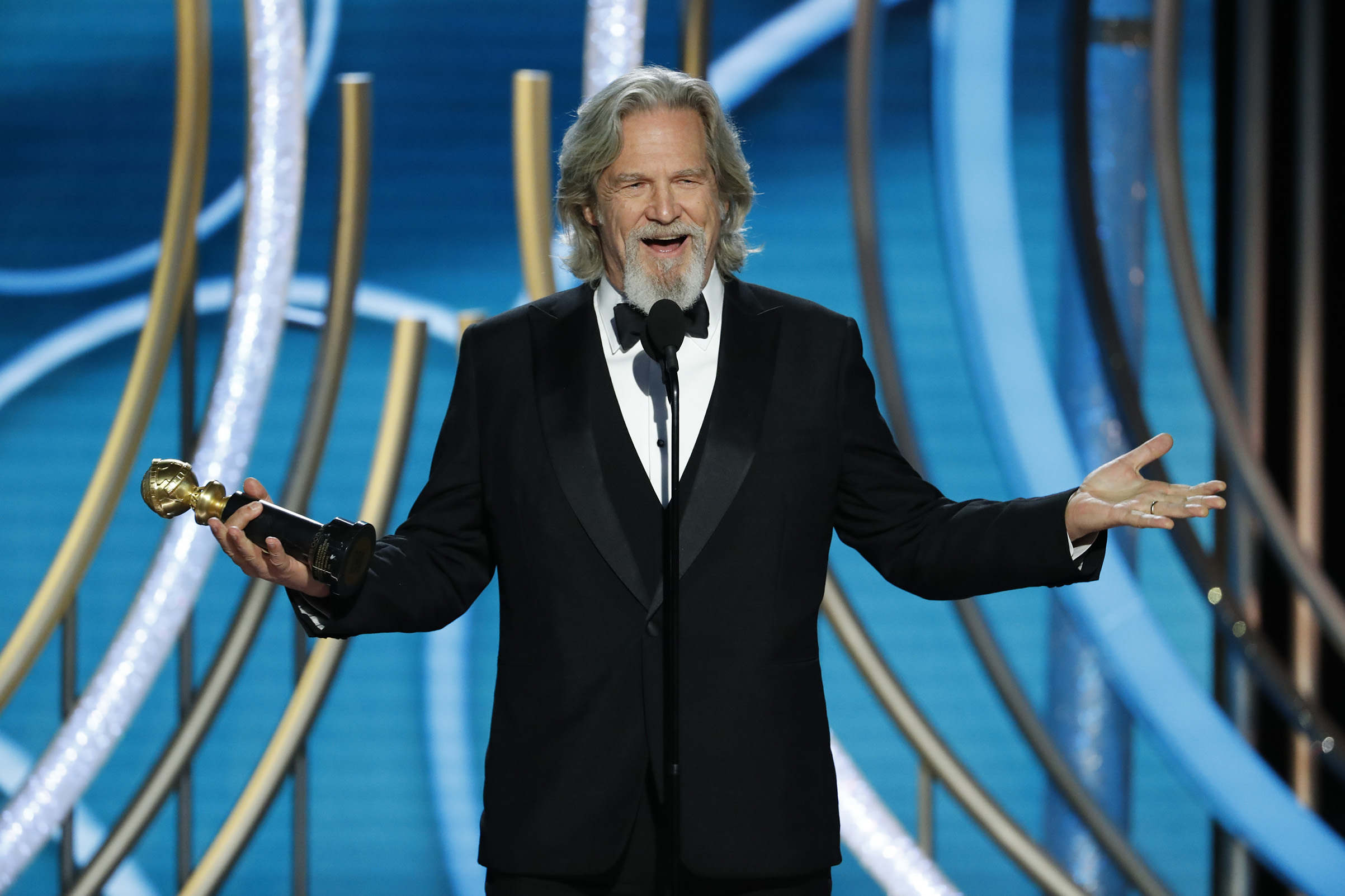 Jeff Bridges accepts the Cecil B. Demille Award onstage during the 76th Annual Golden Globe Awards. (NBCUniversal/Getty Images)