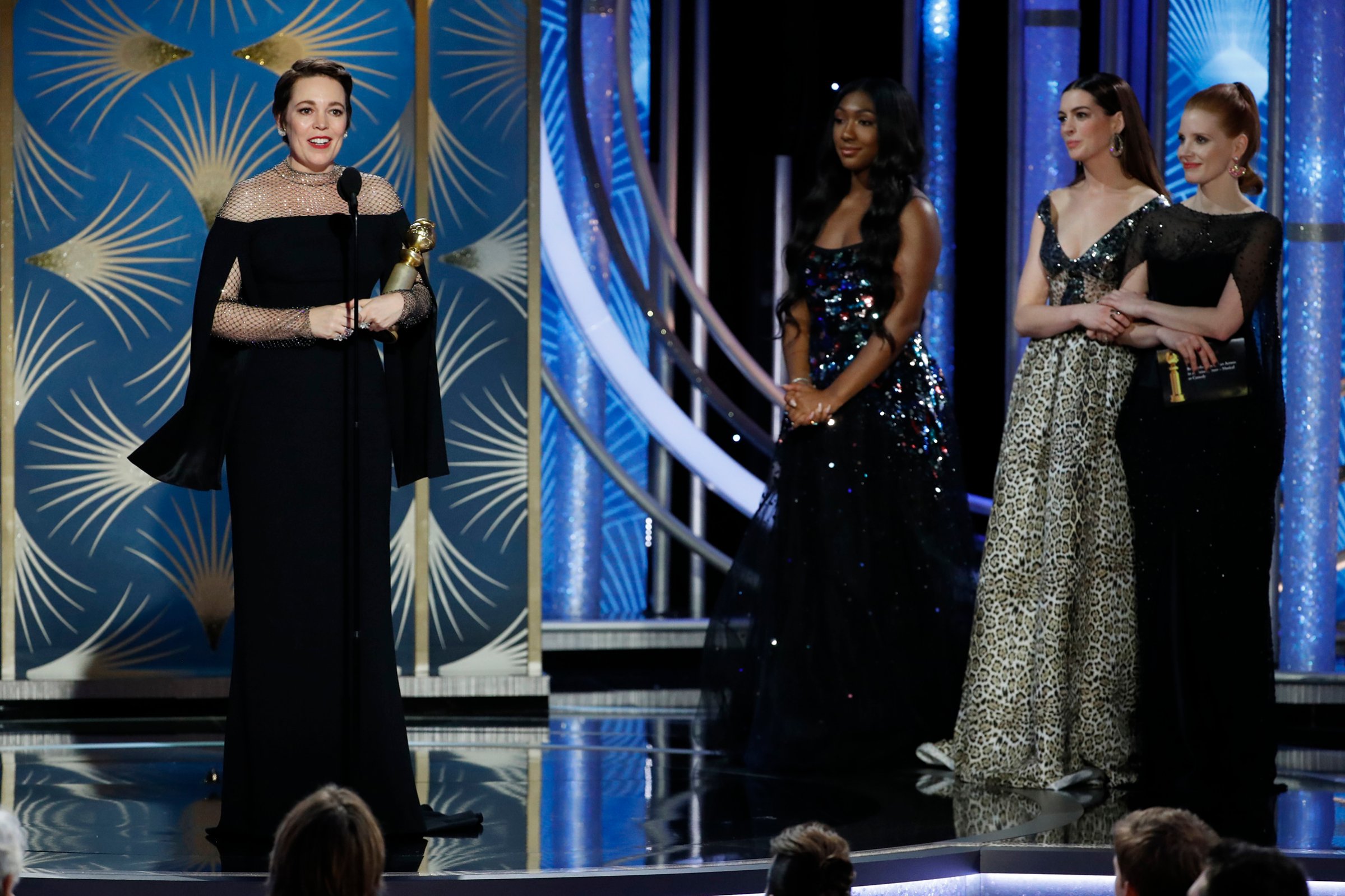Olivia Colman from “The Favourite” accepts the Best Actress in a Motion Picture – Musical or Comedy award onstage during the 76th Annual Golden Globe Awards.