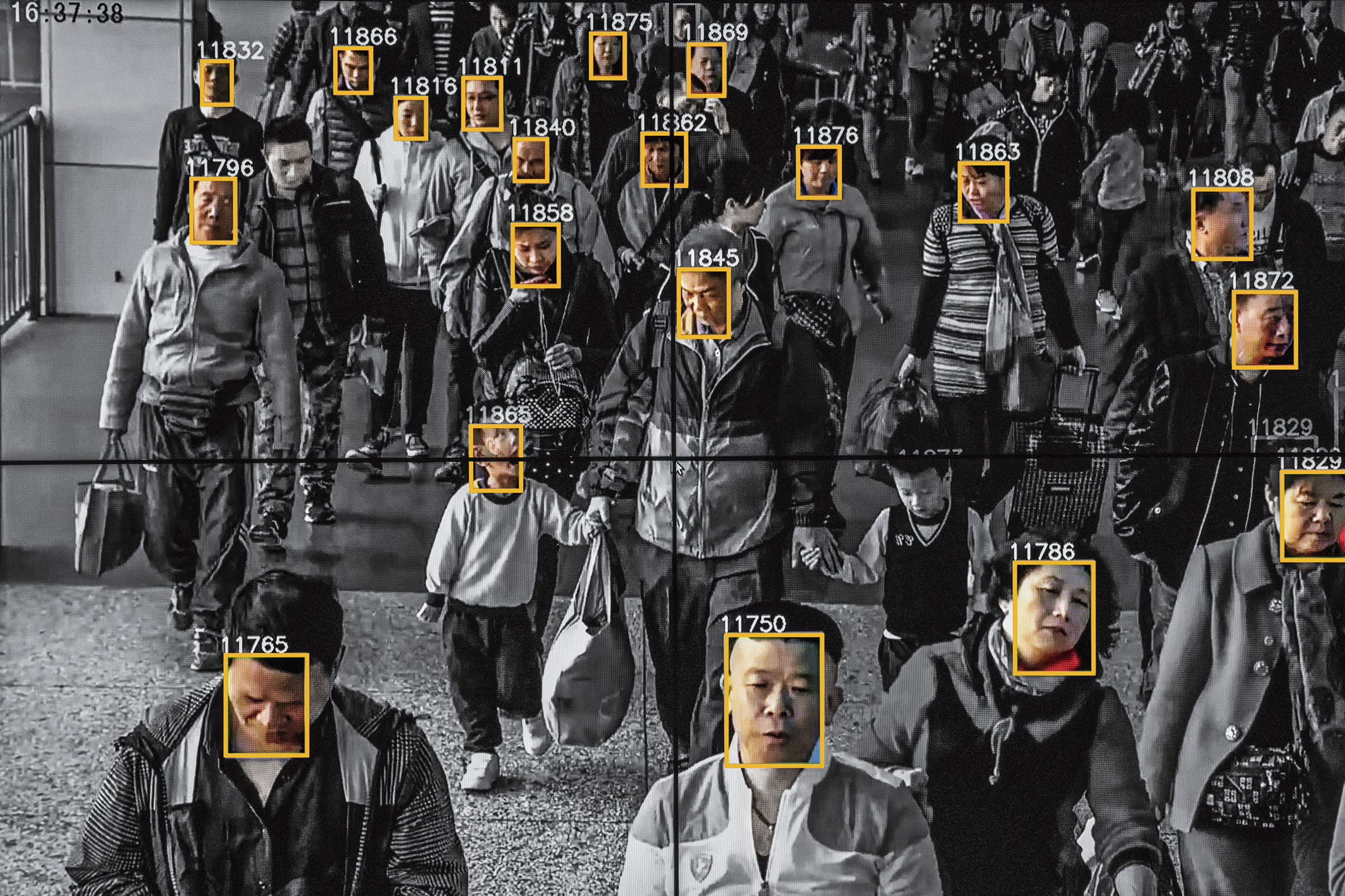 Facial recognition is one element of China’s expanding tracking efforts (Photo-Illustration by TIME: Source Photo: Gilles Sabrié—The New York Times/Redux)