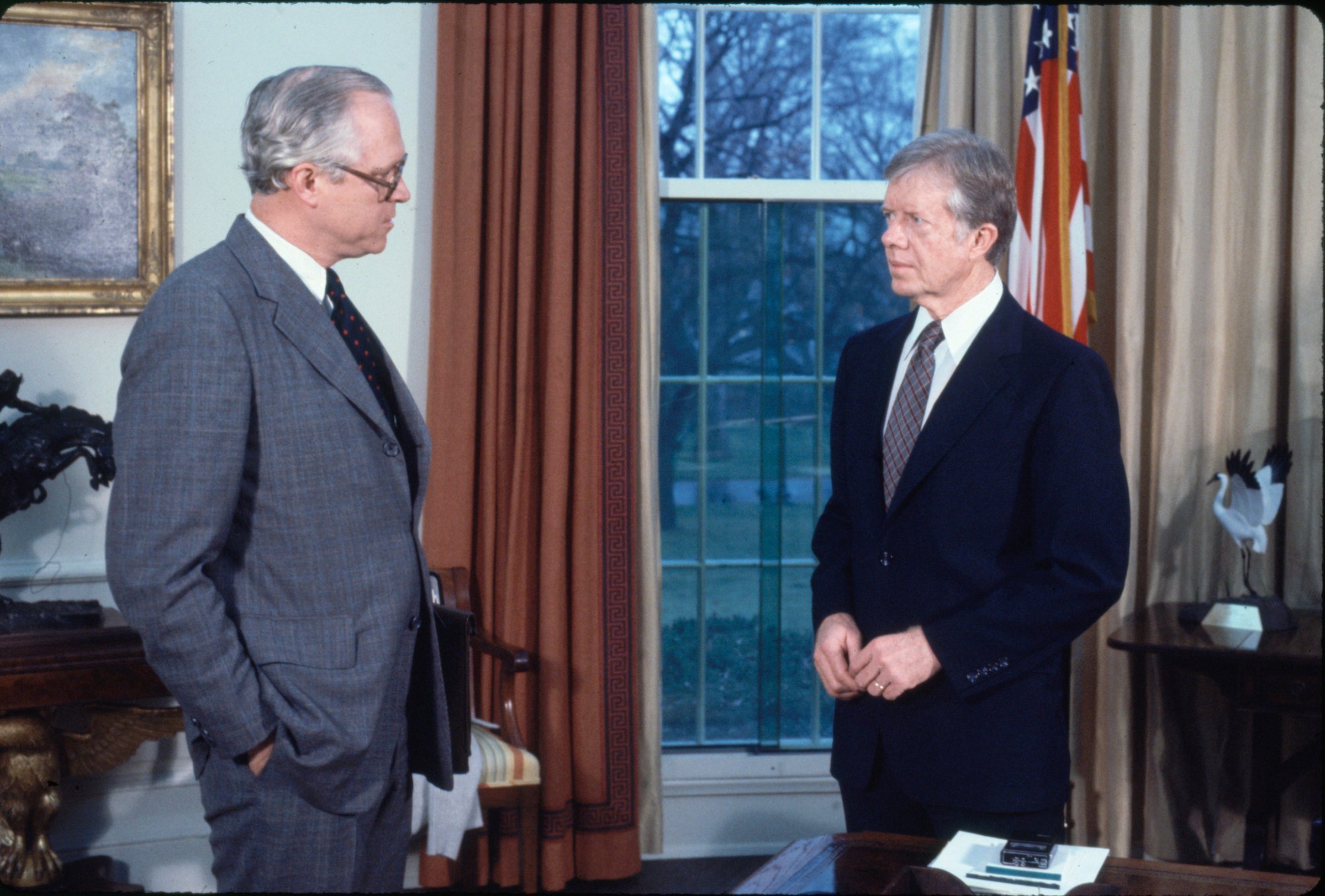 Pres. Jimmy Carter (R) w. Atty. Gen Benjamin Civiletti at the White House.