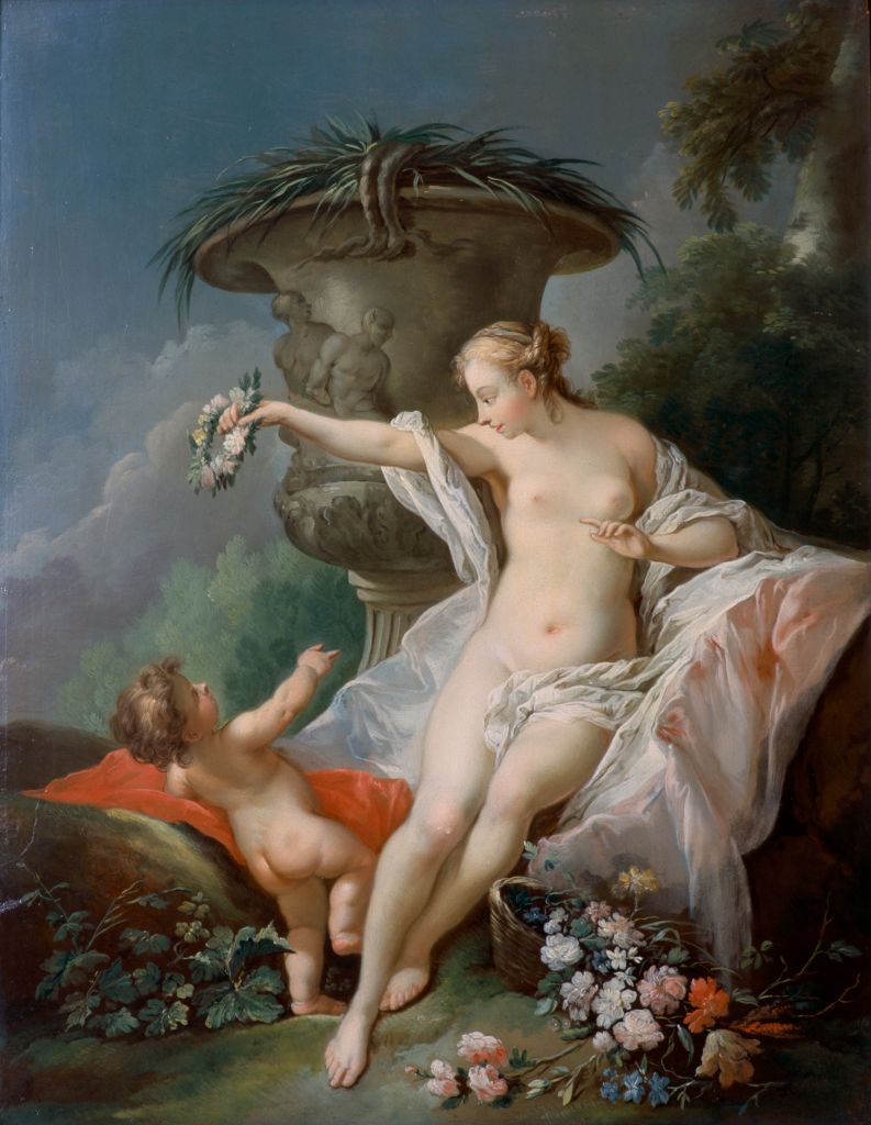 Venus and Cupid, circa 18th century. Painting in Brodsworth Hall, South Yorkshire. Artist Unknown. (Heritage Images—Getty Images)
