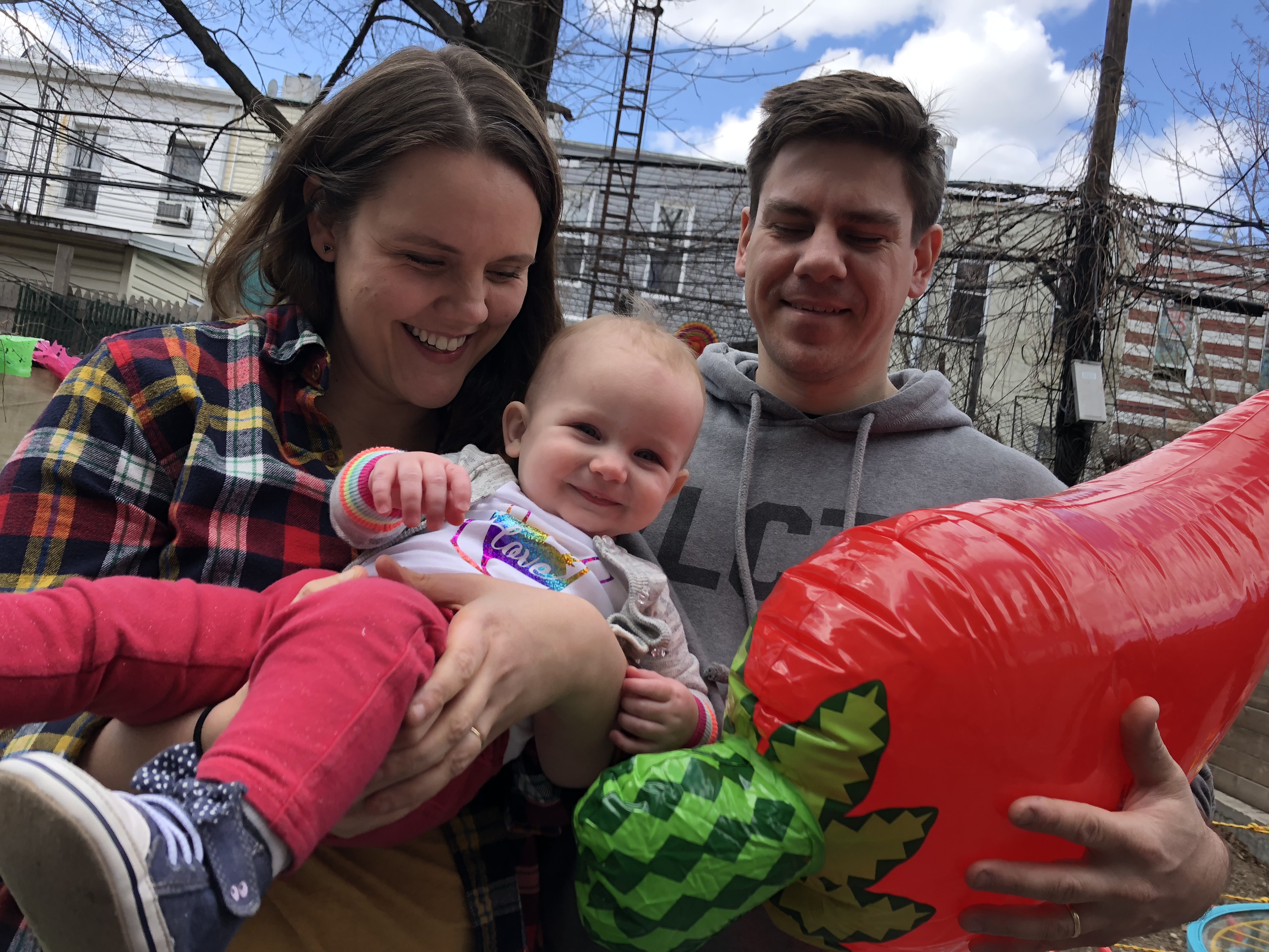 Abortion rights advocate Erika Christensen and her husband, Garin Marschall, hold their 1-year-old daughter Pepper. (Courtesy of Erika Christensen)