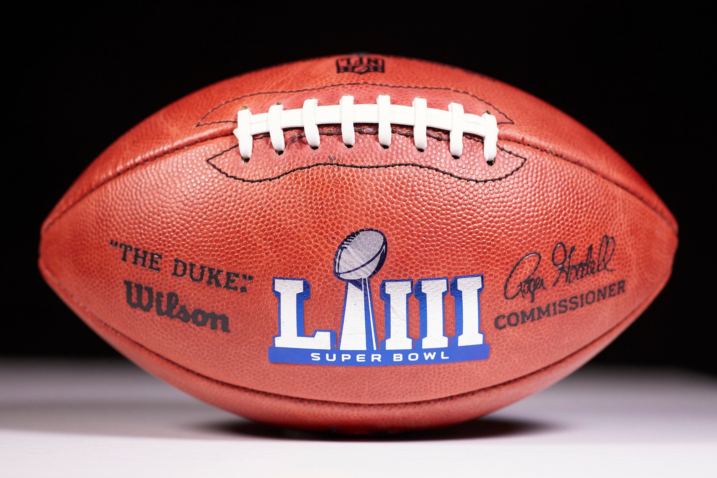 An official ball for the NFL Super Bowl LIII