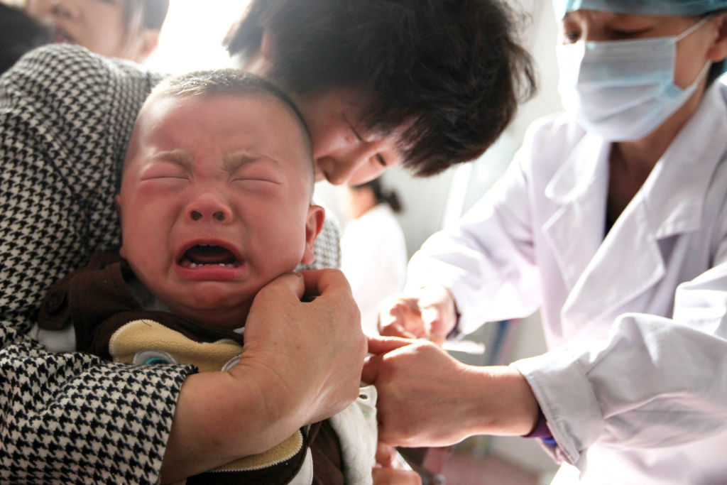 A child receives a vaccination at a hospital in Huaibei in China's eastern Anhui province on July 26, 2018. (AFP/Getty Images)