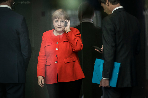 BERLIN, GERMANY - SEPTEMBER 21: German Chancellor Angela Merkel is pictured with during phoning on September 21, 2018 in Berlin, Germany. (Photo by Florian Gaertner/Photothek via Getty Images)