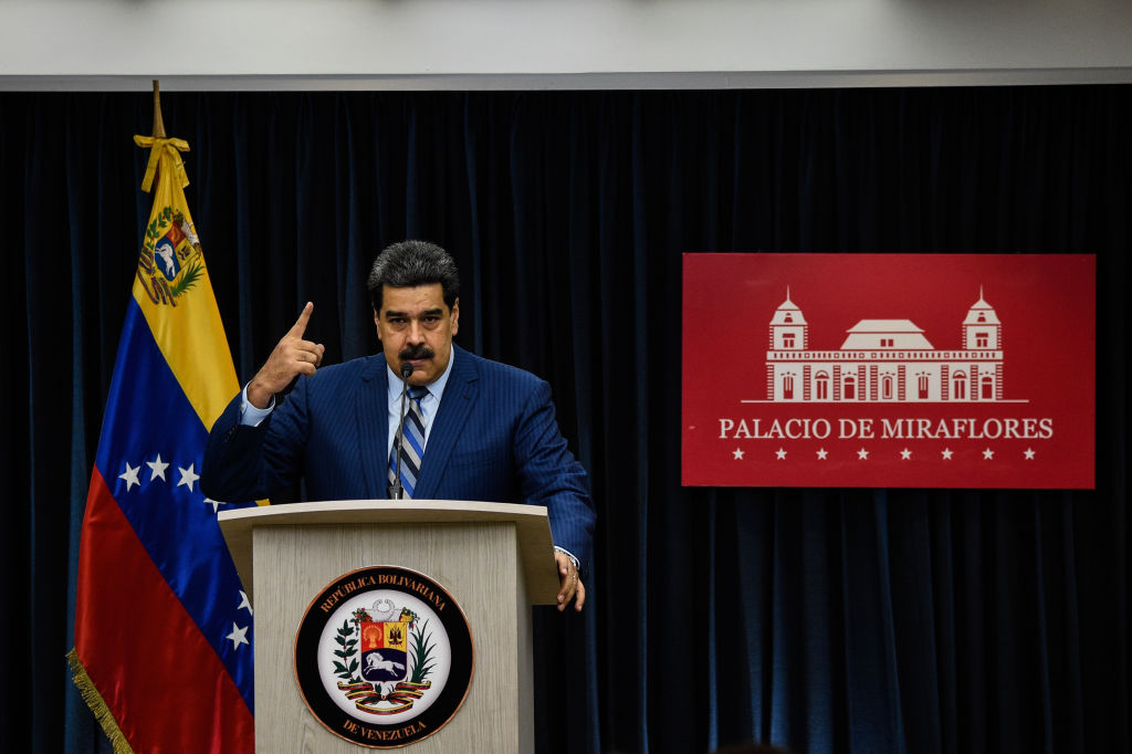 Venezuela's President Nicolas Maduro speaks during a press conference at the Miraflores presidential palace in Caracas, Venezuela on Dec. 12, 2018. (Federico Parra—AFP/Getty Images)