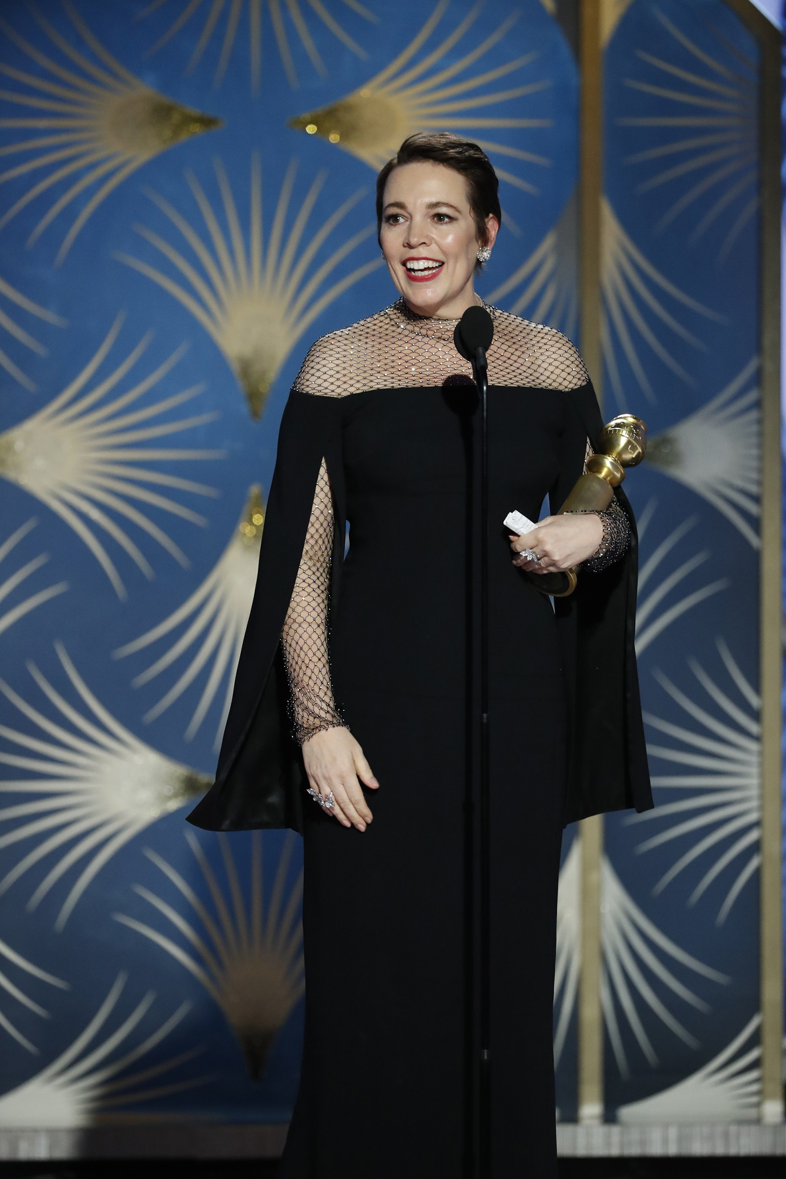 Olivia Colman from “The Favourite” accepts the Best Actress in a Motion Picture – Musical or Comedy award onstage during the 76th Annual Golden Globe Awards. (NBCUniversal/Getty Images)