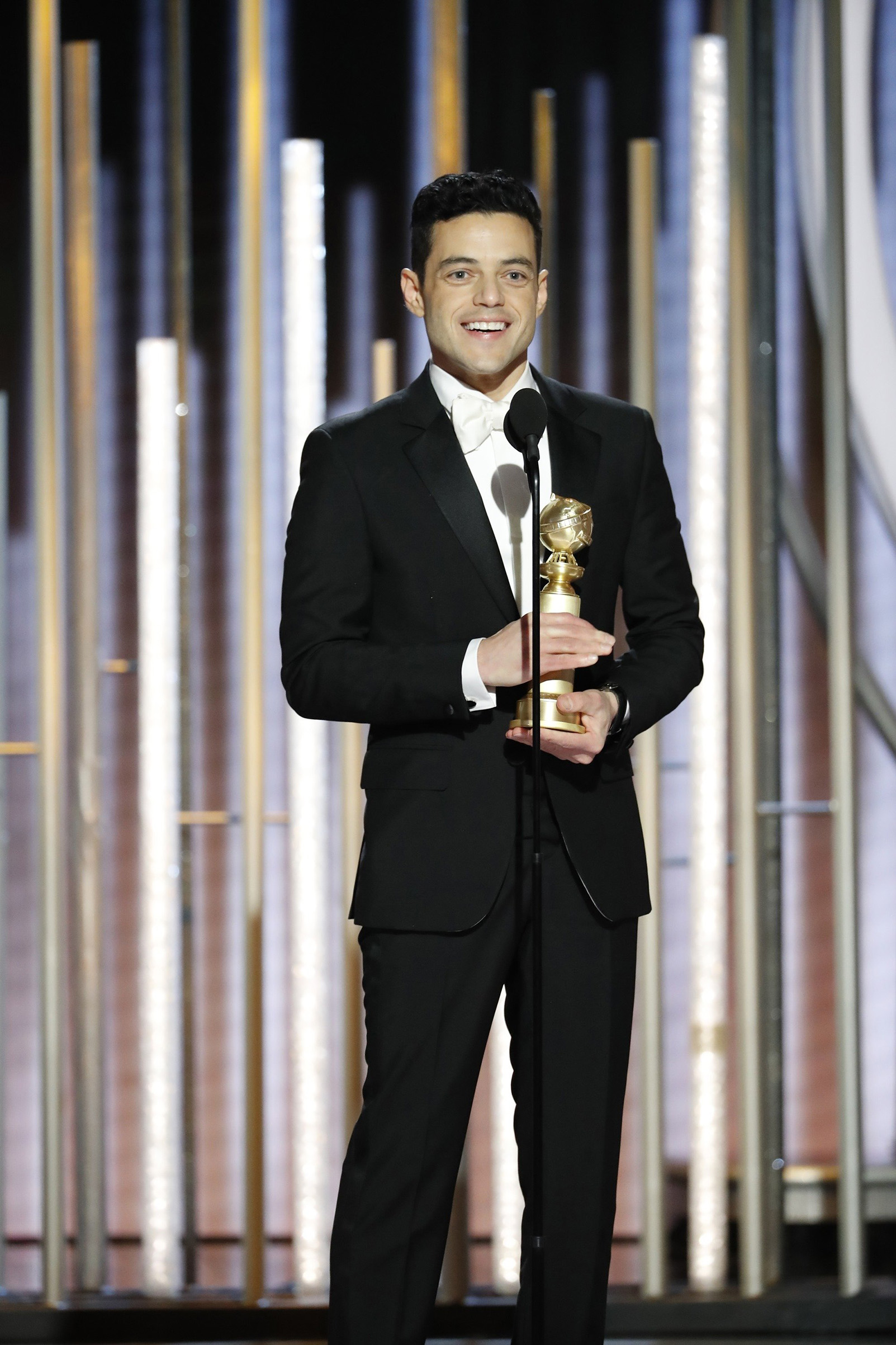 Rami Malek, winner of Best Actor - Motion Picture, Drama, accepts his award during the 76th Annual Golden Globe Awards. (Reuters)