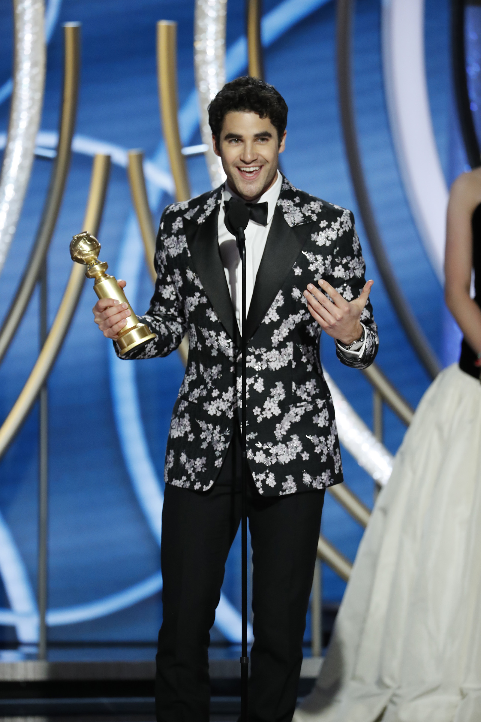 Darren Criss from “The Assassination of Gianni Versace: American Crime Story” accepts the Best Performance by an Actor in a Limited Series or Motion Picture Made for Television award onstage during the 76th Annual Golden Globe Awards.