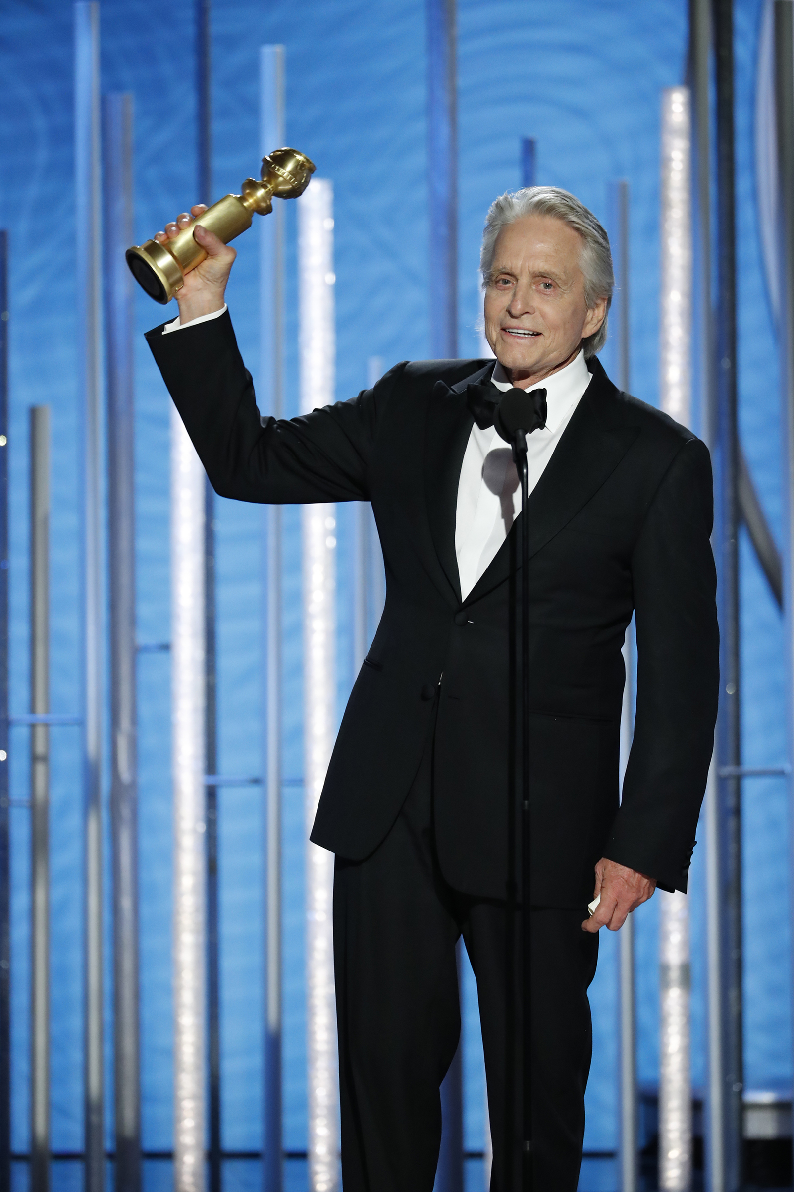Michael Douglas from the “The Kominsky Method” accepts the Best Performance by an Actor in a Television Series – Musical or Comedy award onstage during the 76th Annual Golden Globe Awards. (NBCUniversal/Getty Images)
