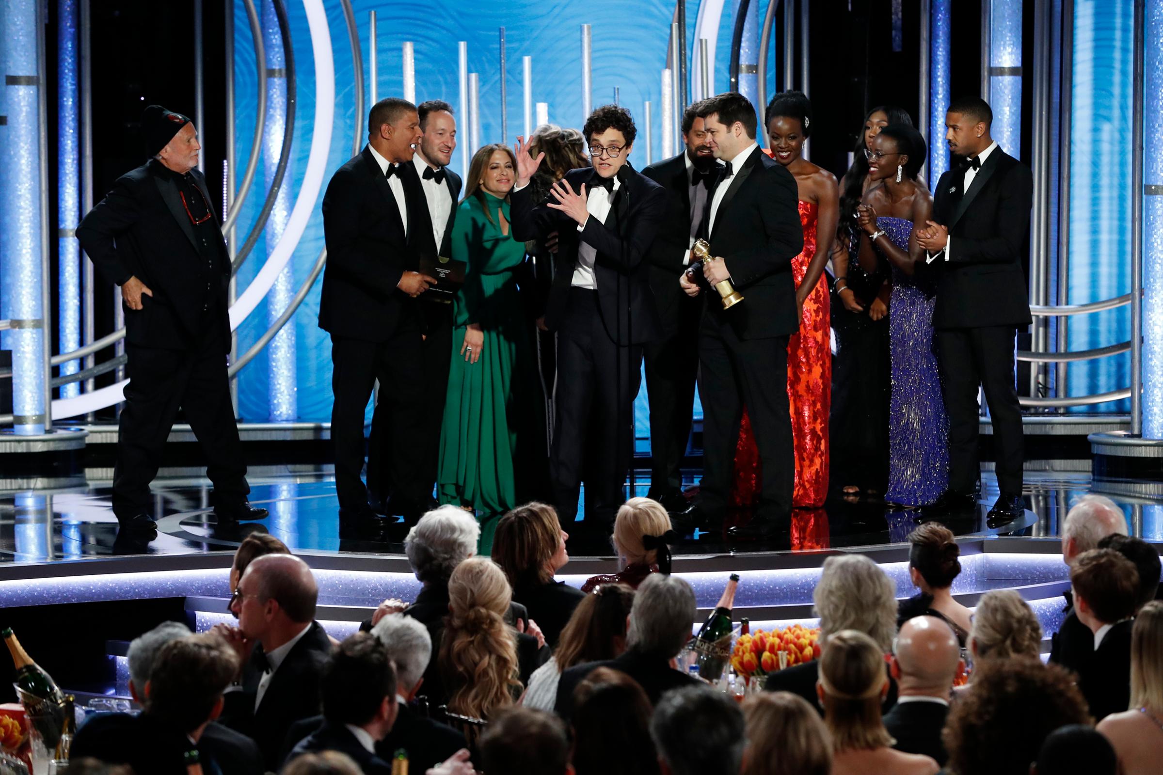 Phil Lord from the “Spider-Man: Into the Spider-Verse” accepts the Best Motion Picture – Animated award onstage during the 76th Annual Golden Globe Awards.