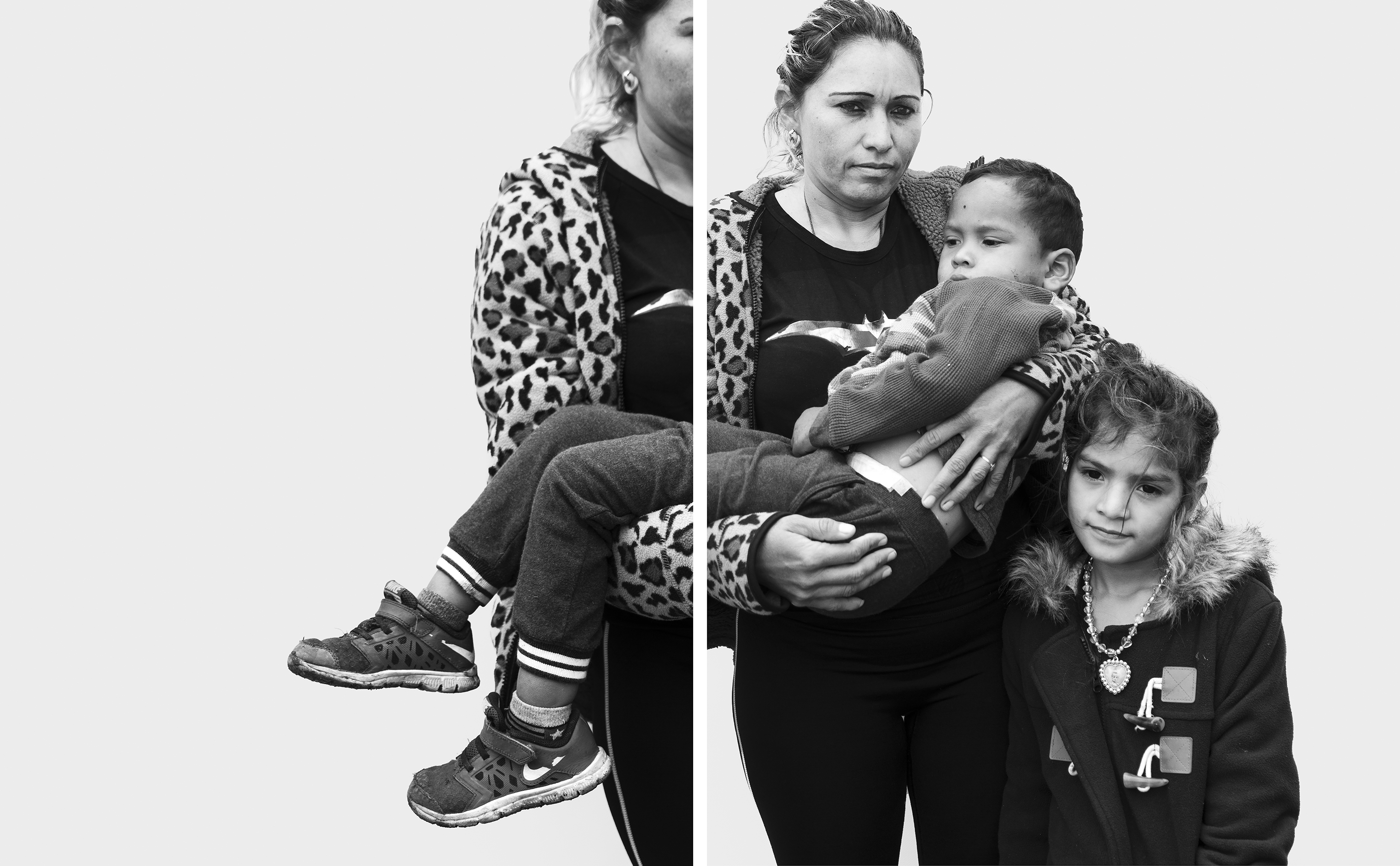 Merlin Alfaro, 31, and her children, José Luis Guevara, 3, and Maydelin Guevara, 7, traveled from their home in Honduras to Tijuana, Mexico, at the southern U.S. border with a migrant caravan in late 2018 (Davide Monteleone for TIME)