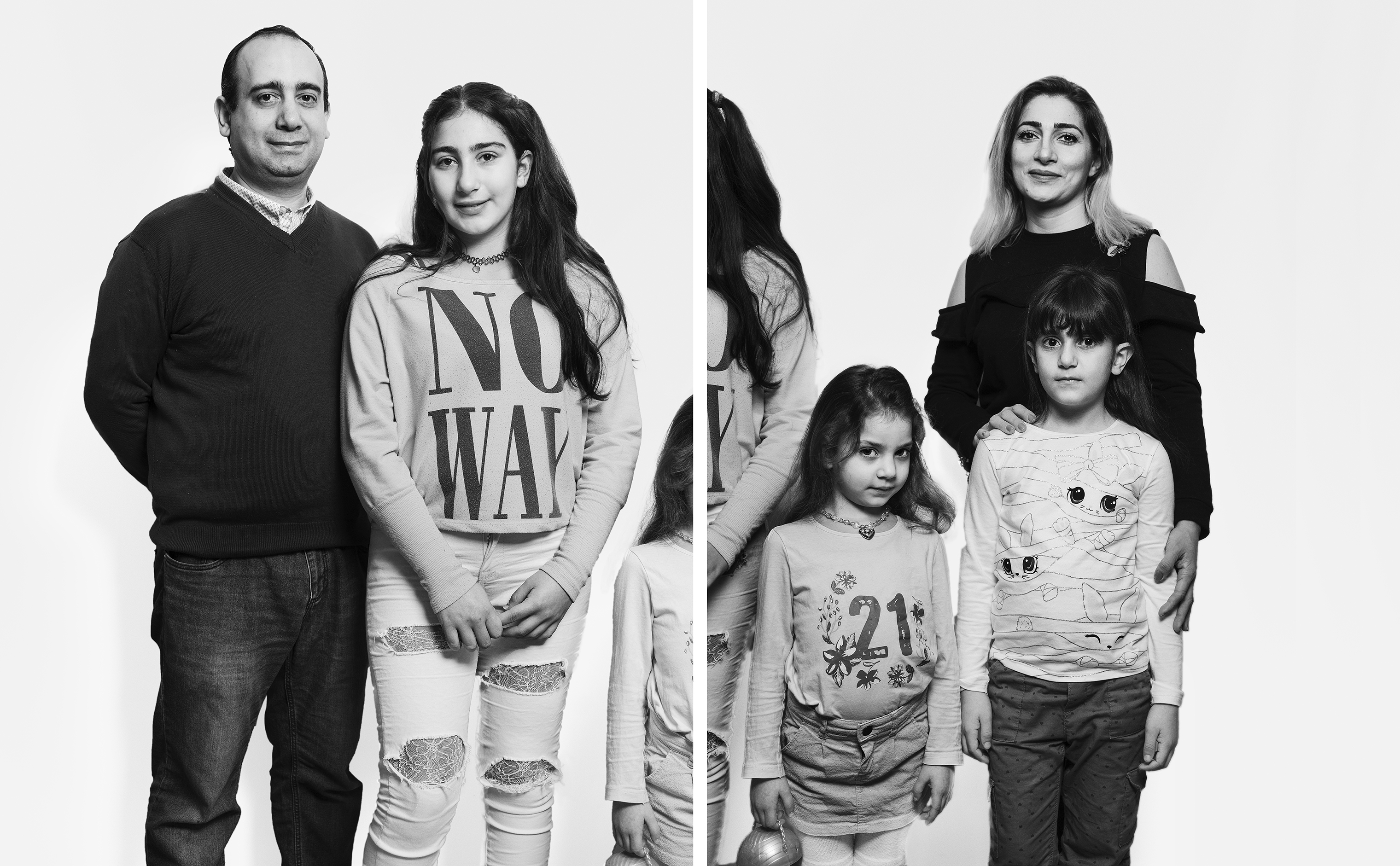 Sami Baladi, 43, and his wife Mirey Darwich, 37 (far right), fled the civil war in Syria with their children Fabienne, 12, and Joyce, 7. Darwich was pregnant with Clara, 4, when they left their home. The family now runs a Syrian restaurant in Lippstadt, Germany (Davide Monteleone for TIME)