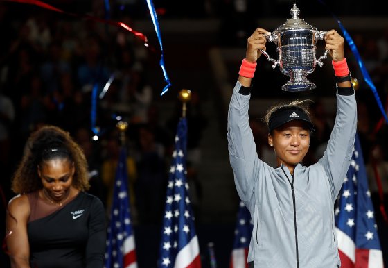 At the U.S. Open trophy ceremony, Osaka apologized to booing fans for beating her idol, Serena Williams