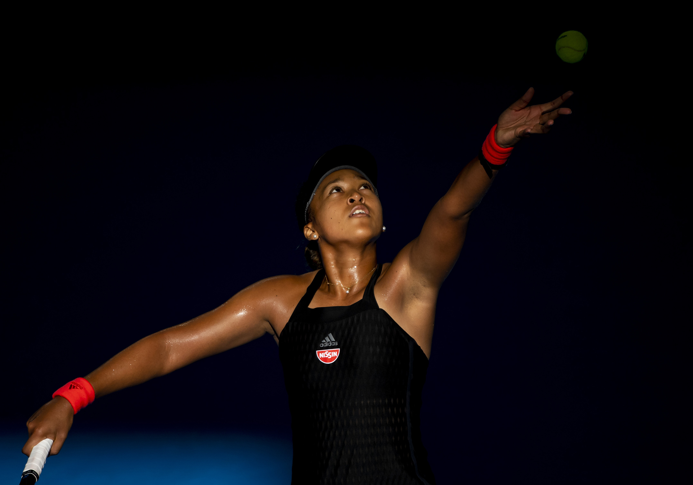 Osaka, playing in an Australian Open warm-up tournament on Jan. 3, has one of the strongest serves in the game (TPN/Getty Images)