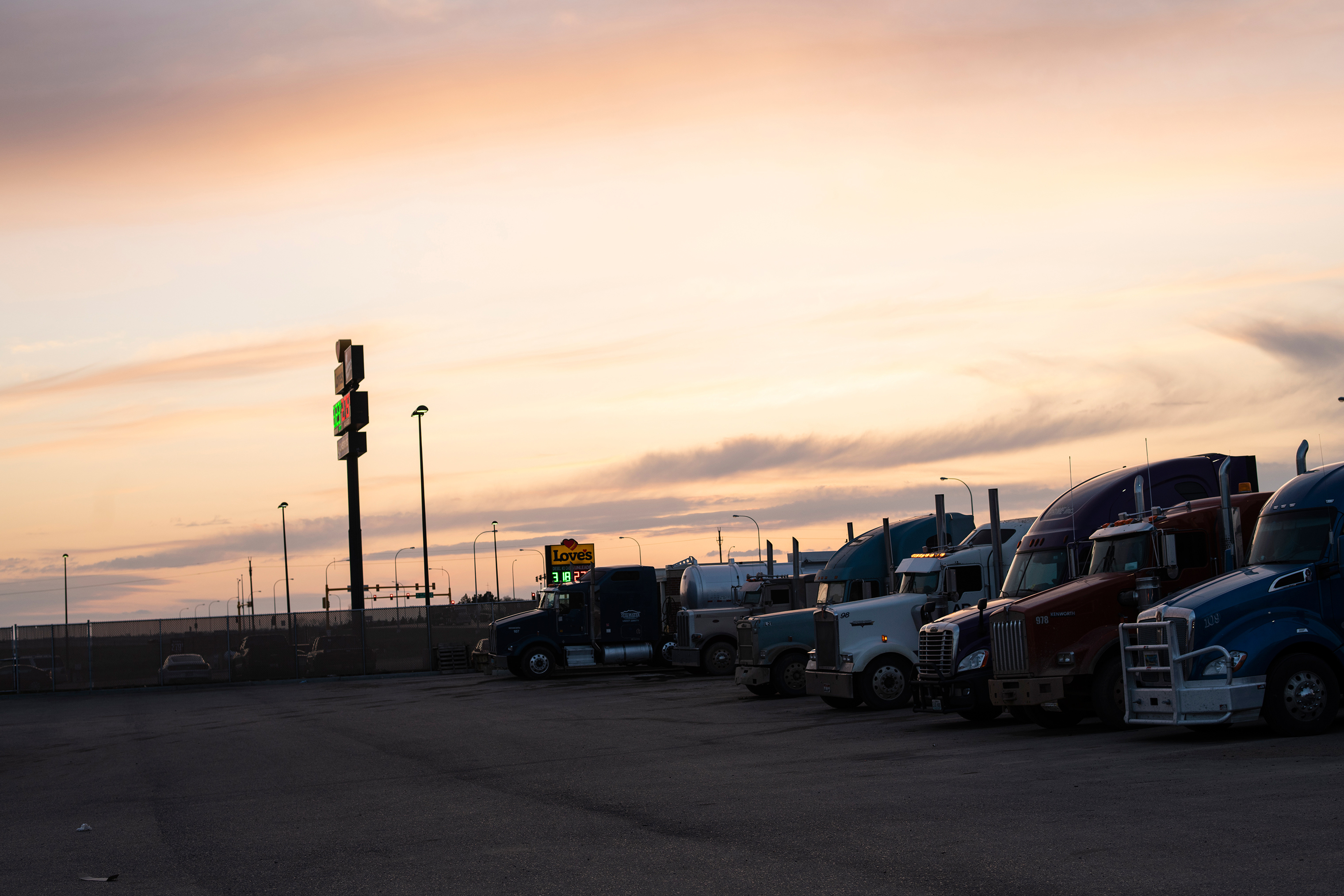 A truck stop in Williston, where Lazenko often searched for women who had gone missing (Lynsey Addario for TIME)