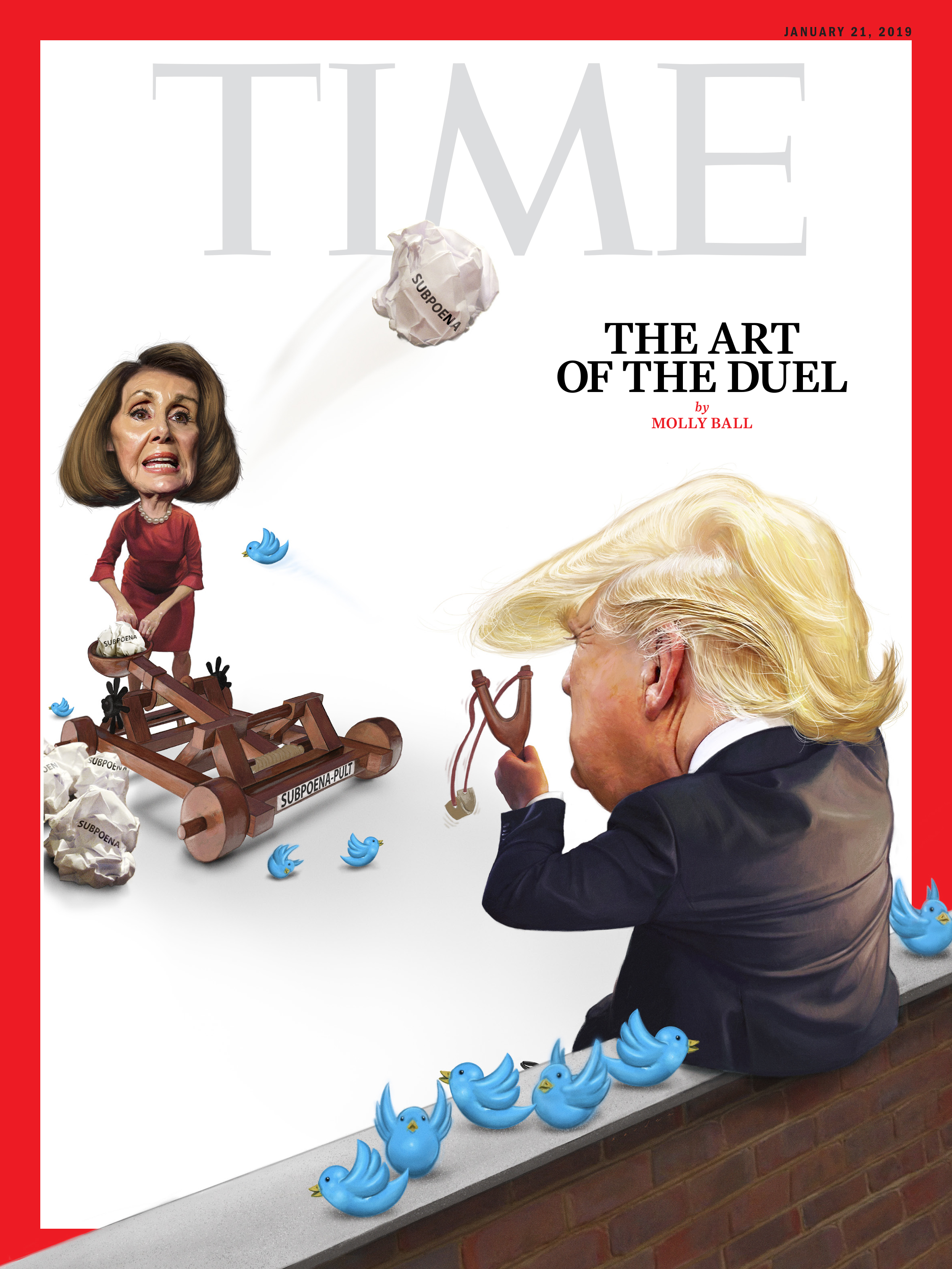 Trump Pelosi Duel Time International Magazine Cover Europe 190121