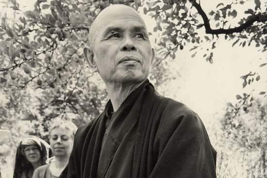 Thich Nhat Hanh, shown in an undated photo at his Plum Village monastery in France, introduced ways to meditate that anyone could master