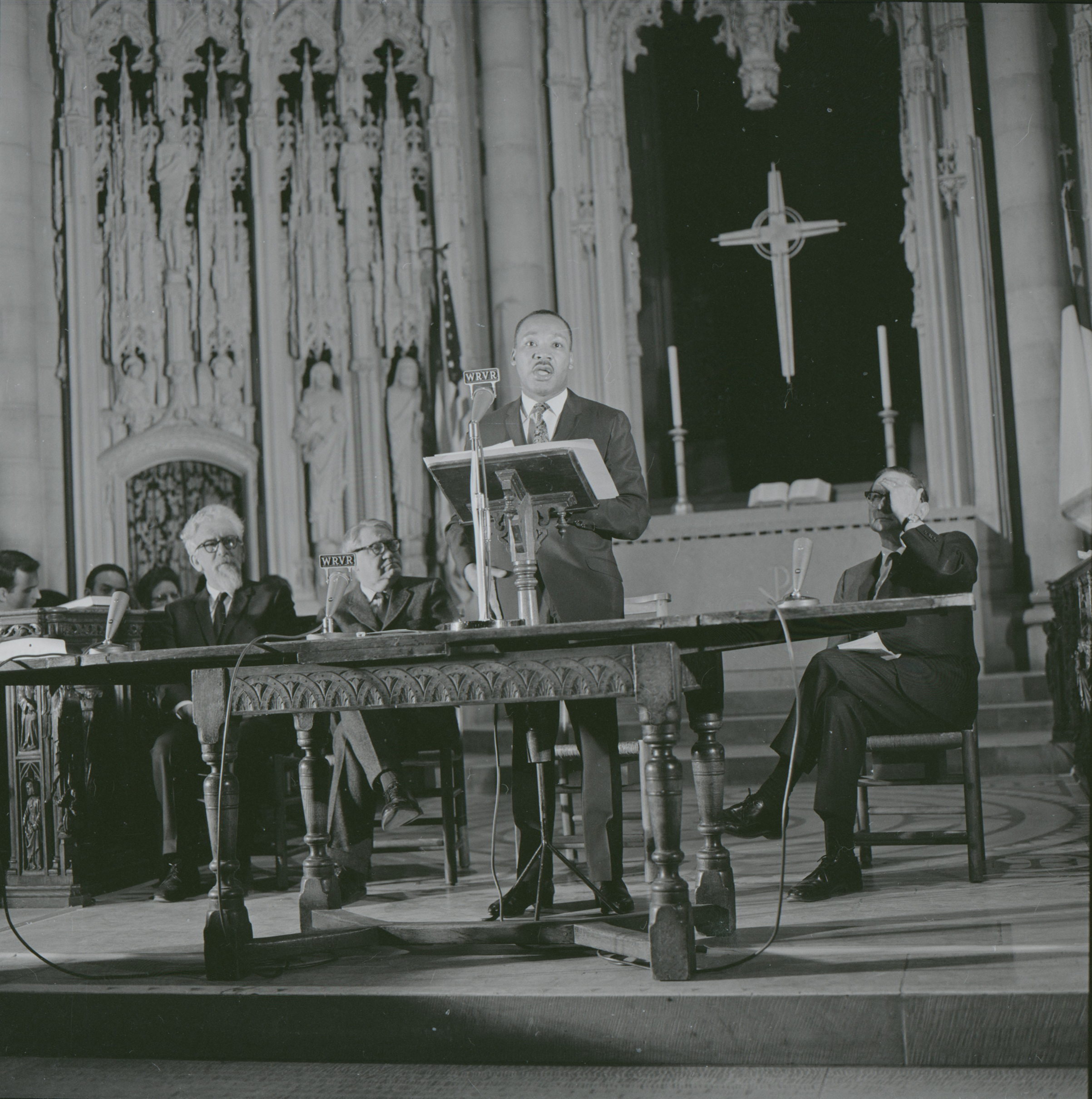 King delivering his speech “Beyond Vietnam” at New York City’s Riverside Church in 1967 (John C. Goodwin)