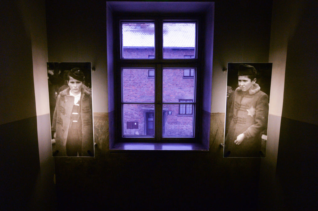 Images of the victims seen inside the museum at Auschwitz I camp. (SOPA Images—LightRocket via Getty Images)
