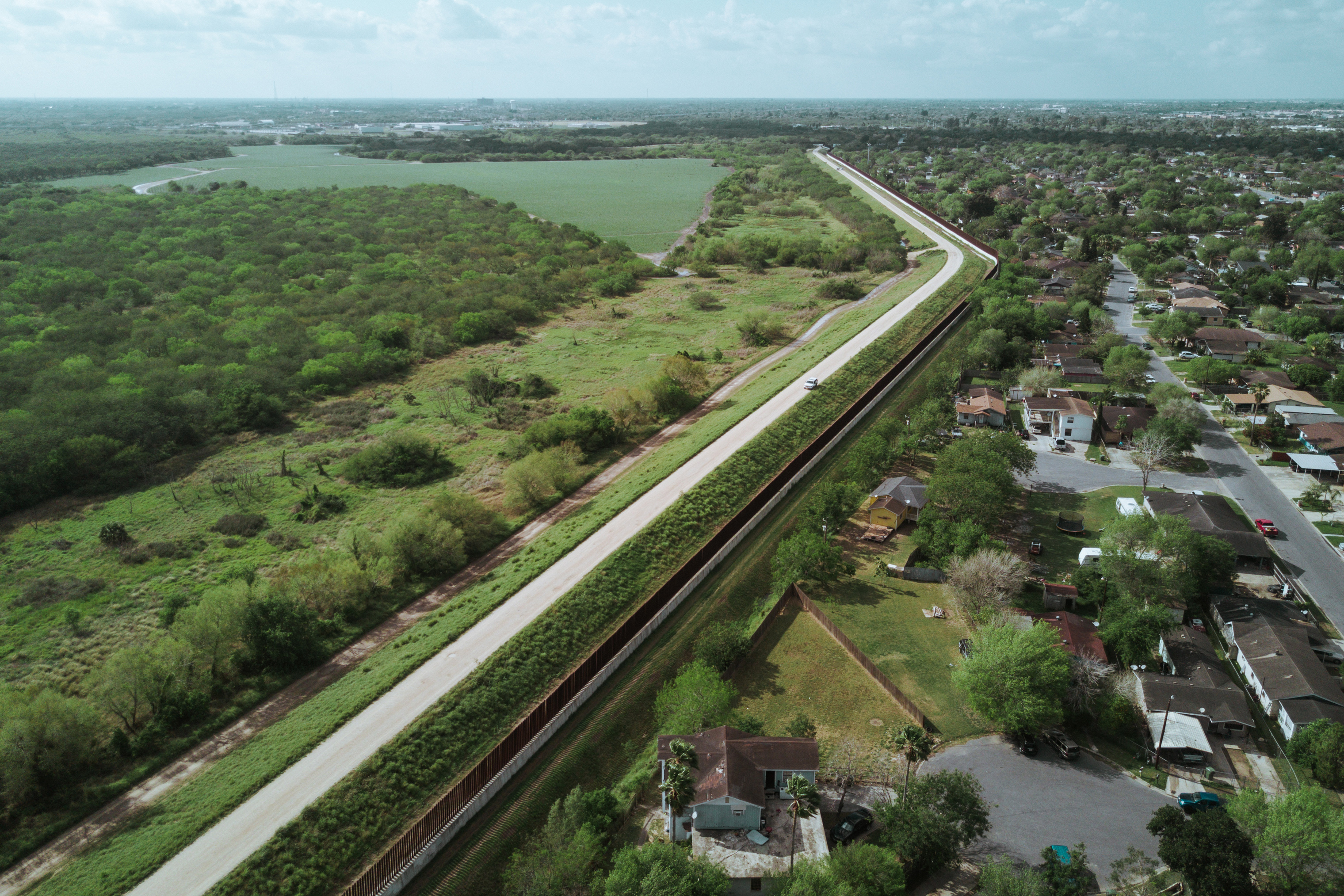 Aerial view of the border in Brownsville, Texas. (Elliot Ross)