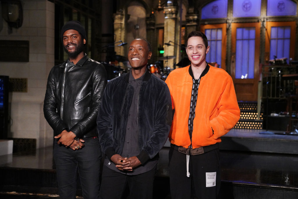 Musical guest Gary Clark Jr., host Don Cheadle, and Pete Davidson during Promos in Studio 8H on Feb. 14, 2019 (NBC&mdash;NBCU Photo Bank via Getty Images)