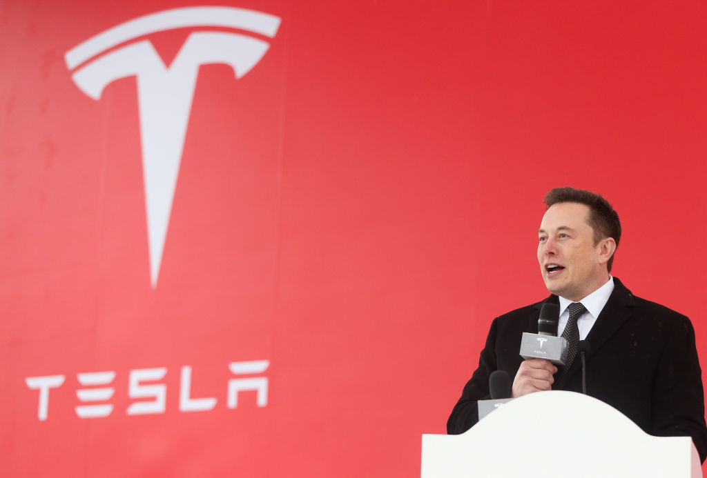 Tesla CEO Elon Musk speaks at the groundbreaking ceremony of Tesla Shanghai gigafactory in Shanghai, east China, Jan. 7, 2019. (Xinhua News Agency/Getty Images)