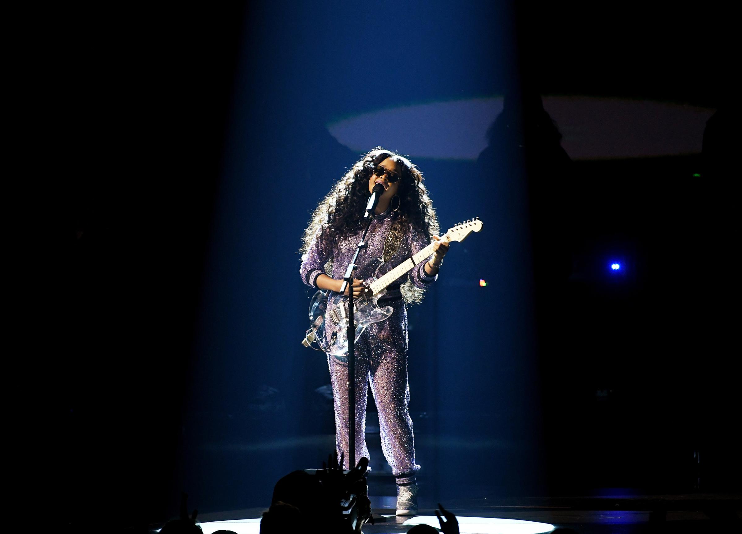 H.E.R. performs onstage during the 61st Annual GRAMMY Awards