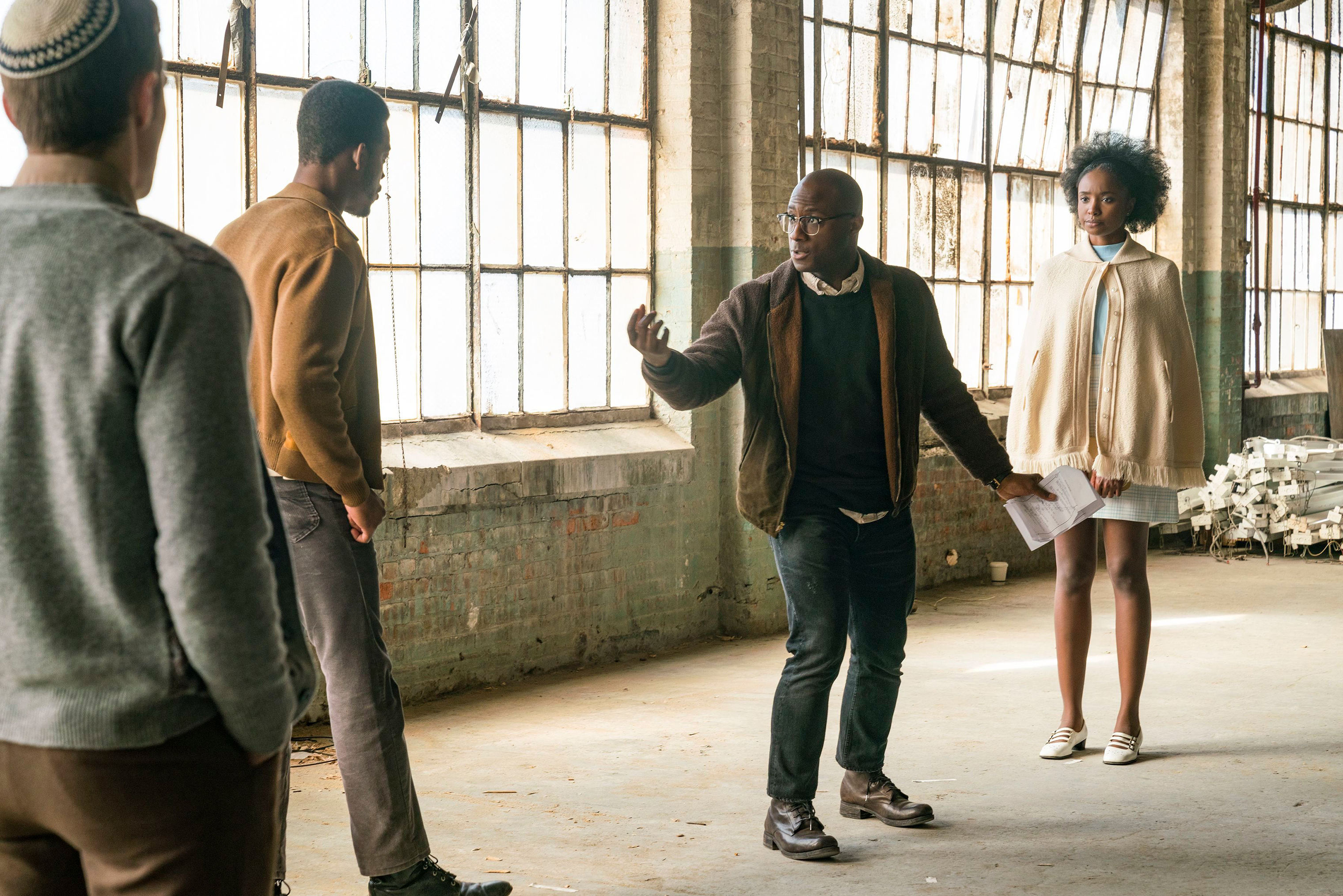 Director Barry Jenkins, center, works with actors Stephan James, left, and KiKi Layne on the set of <i>If Beale Street Could Talk</i> (Tatum Mangus—Annapurna Picture/Shutterstock)