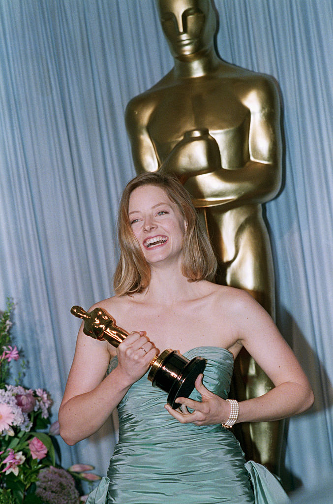 Actress Jodie Foster Holding Her Oscar Award