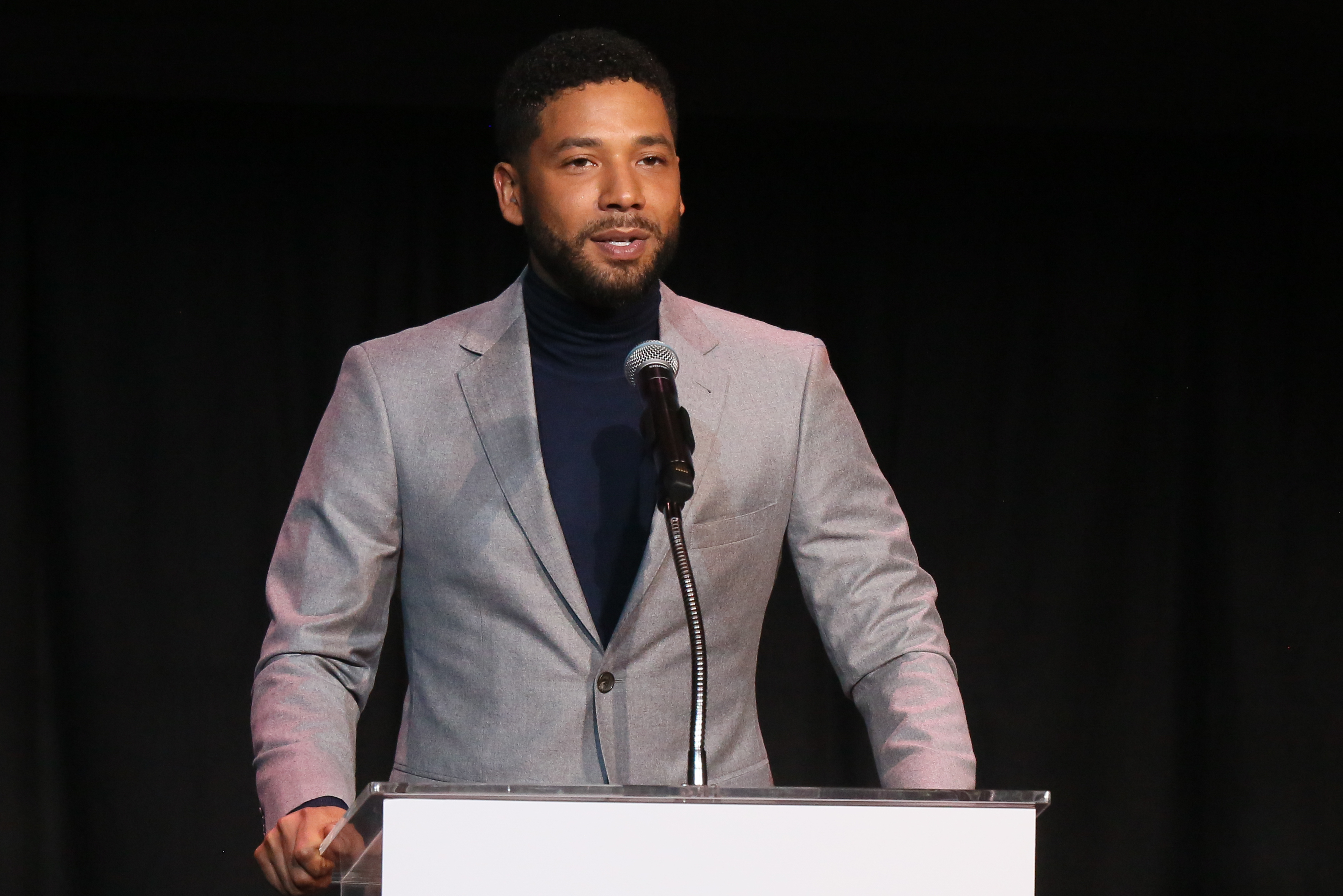 Jussie Smollett speaks at the Children's Defense Fund California's 28th Annual Beat The Odds Awards at Skirball Cultural Center in Los Angeles on Dec. 6, 2018. (Gabriel Olsen&mdash;Getty Images)