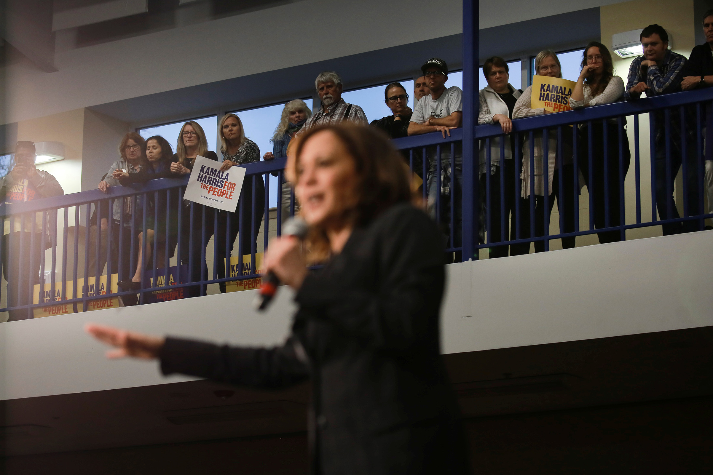 Sen. and Democratic presidential hopeful Kamala Harris campaigns at a town hall in North Charleston, S.C., on Feb. 15, 2019. (Elijah Nouvelage—Reuters)