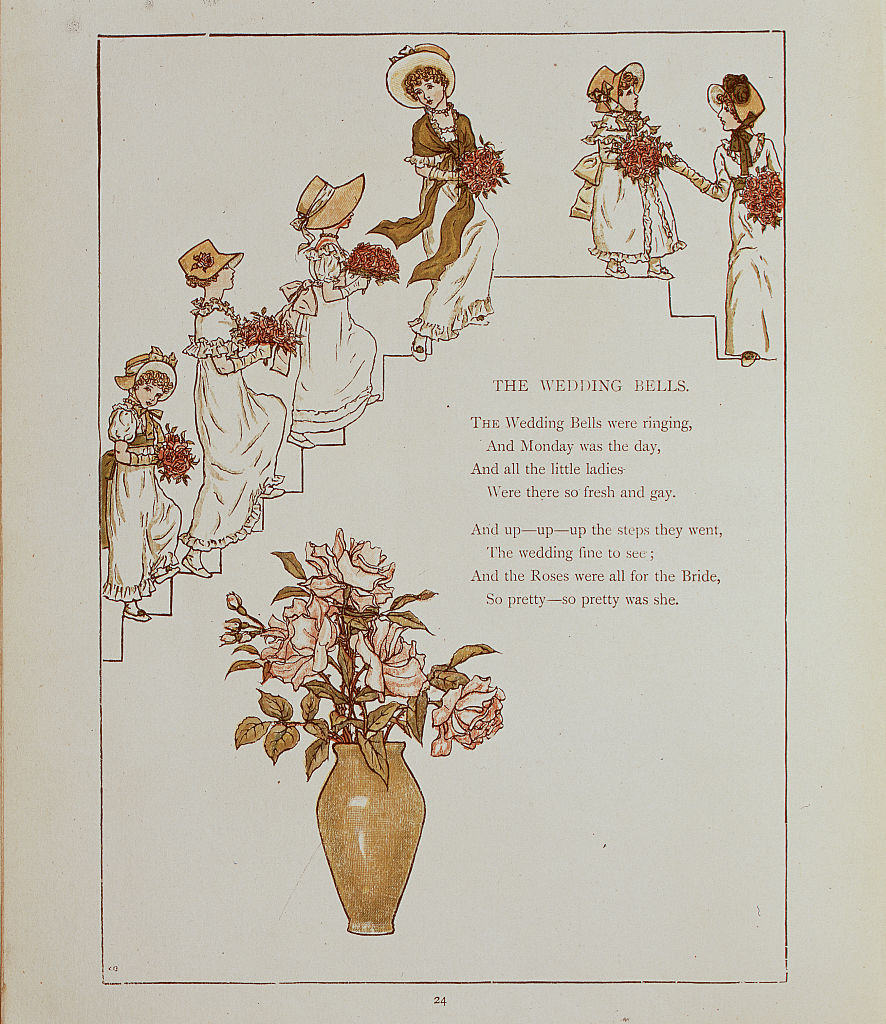 Illustration for "The Wedding Bells" From Kate Greenaway's Marigold Garden