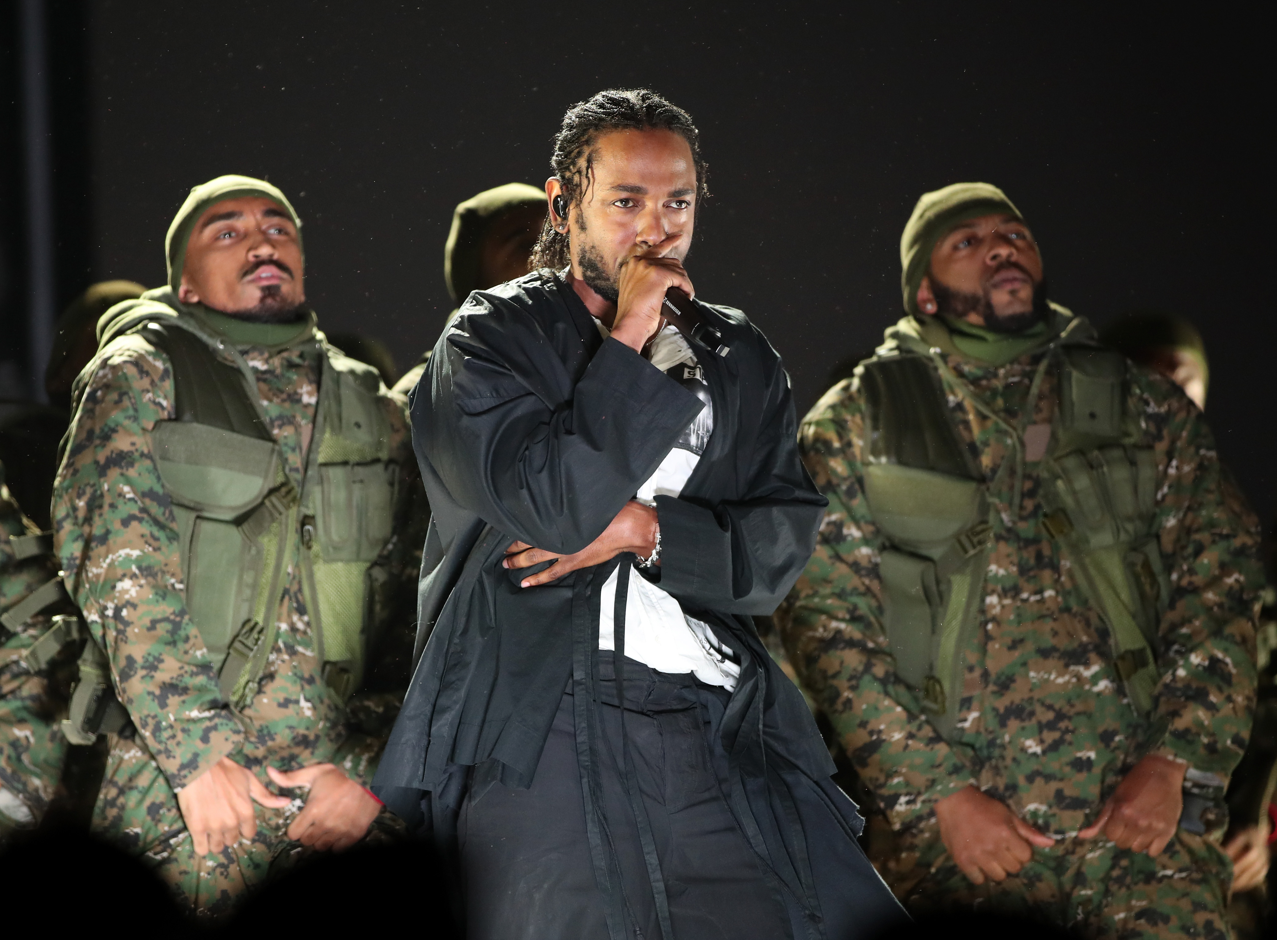 Recording artist Kendrick Lamar performs onstage during the 60th Annual GRAMMY Awards at Madison Square Garden on January 28, 2018 in New York City. (Christopher Polk—Getty Images for NARAS)