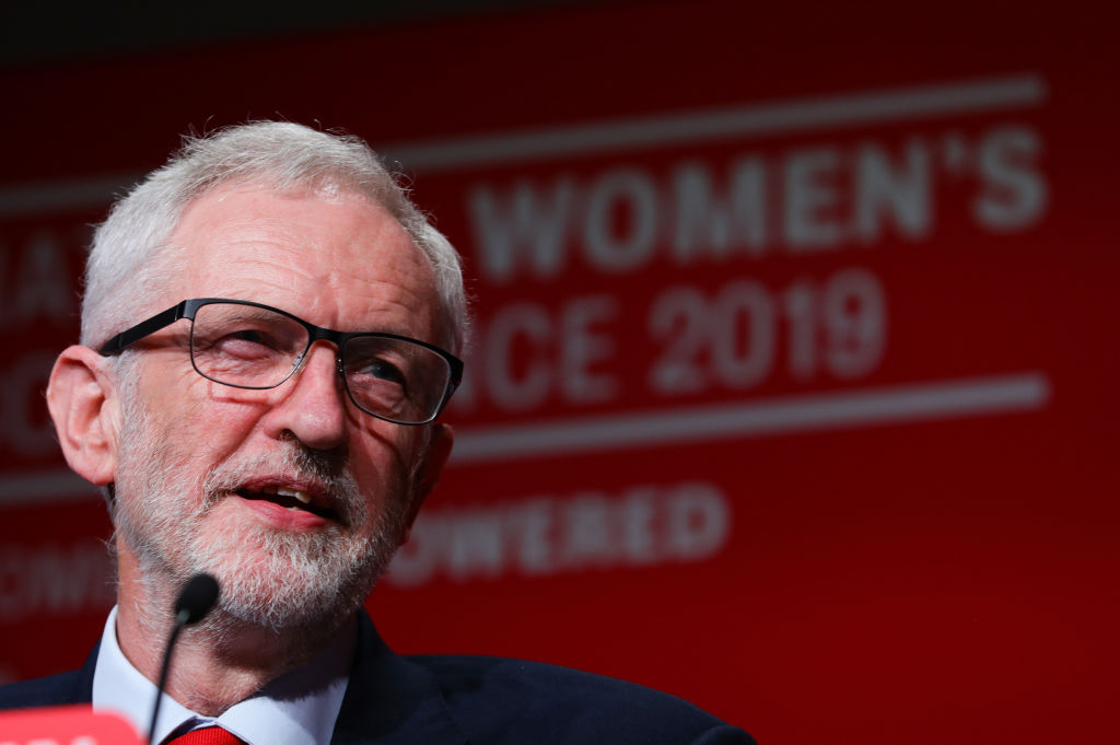 Labour Leader Jeremy Corbyn during a speech at Labour Women's Conference in the Telford International Centre. (Aaron Chown—PA Images/Getty Images)