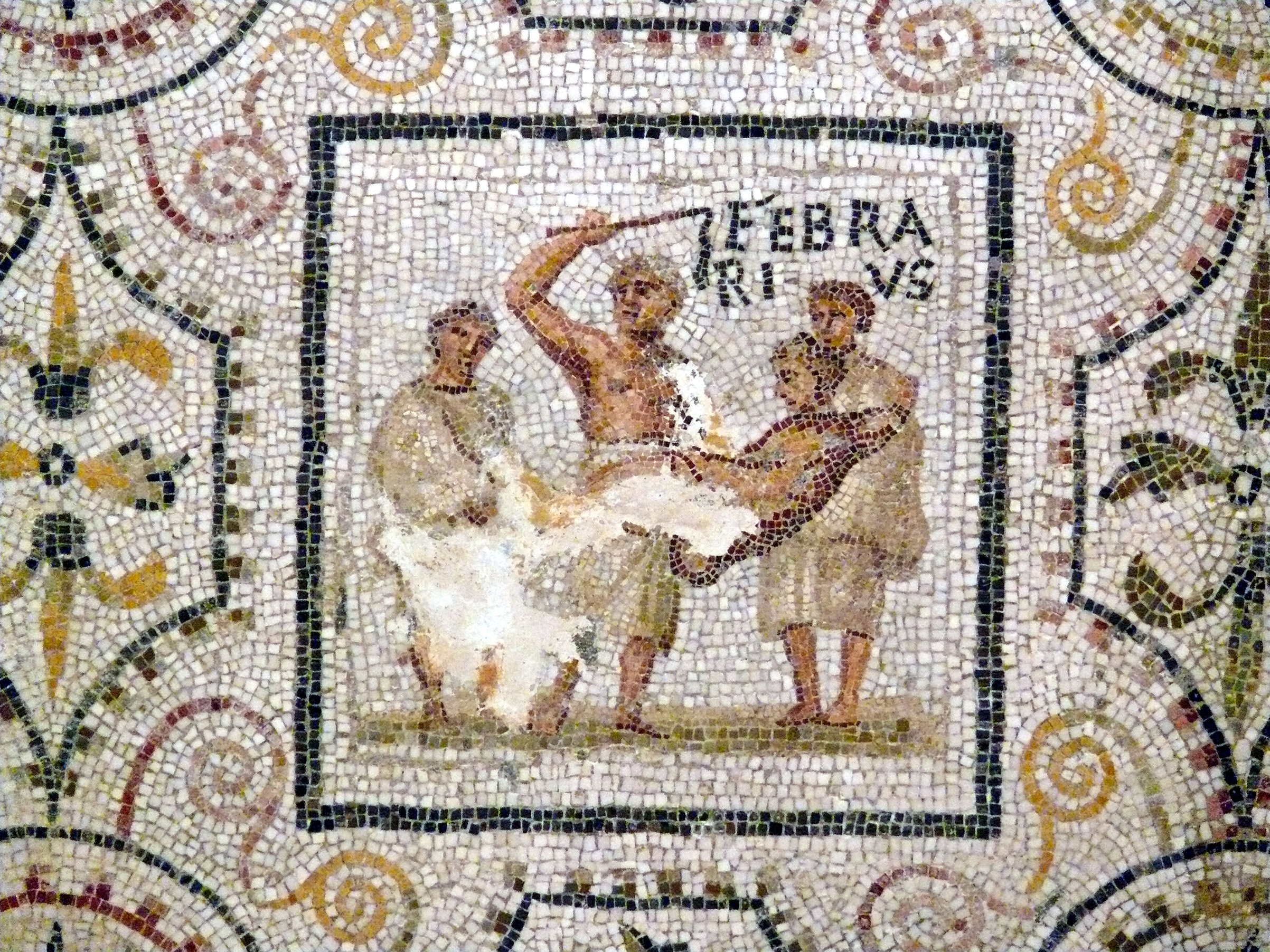 A mosaic depiction of Lupercalia rituals (Ad Meskens/Wikimedia Commons)