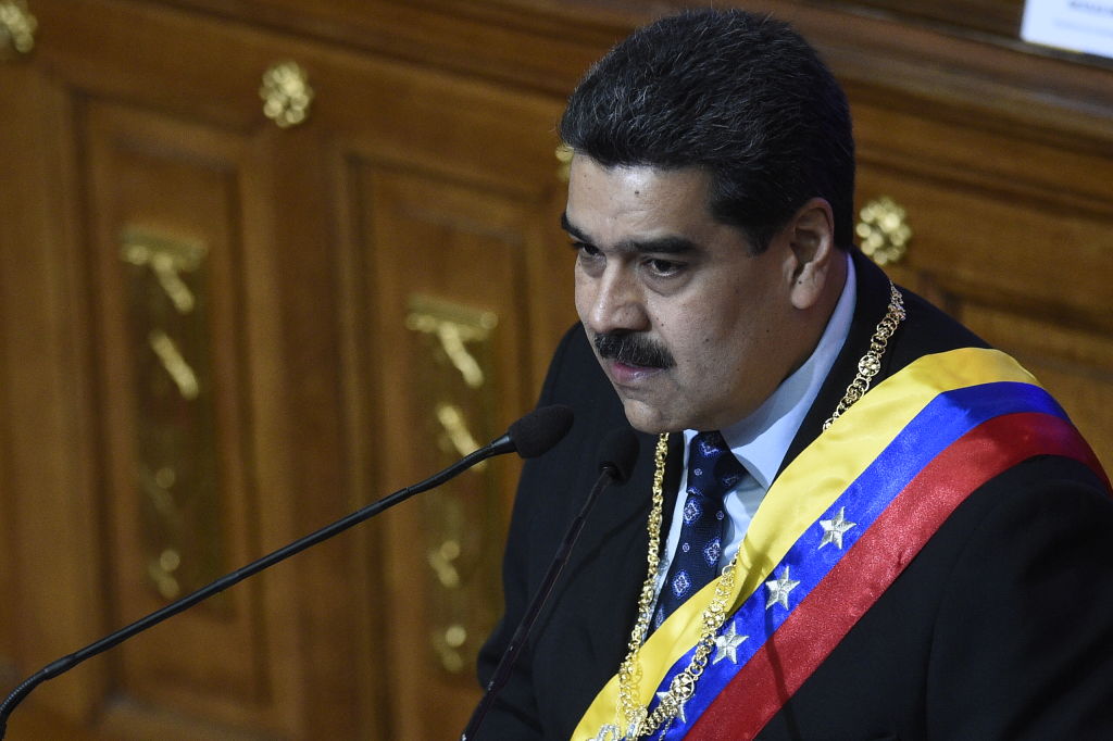 Venezuelan President Nicolas Maduro speaks before the Constituent Assembly