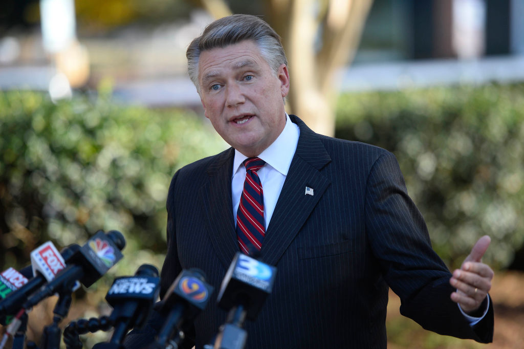 Republican NC-9th District Congressional candidate Mark Harris answers questions at a news conference at the Matthews Town Hall on Wednesday, Nov. 7, 2018, in Matthews, N.C. (Charlotte Observer&mdash;TNS/Getty Images)