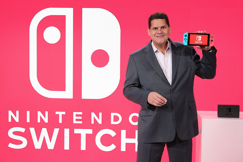In this photo provided by Nintendo of America, Nintendo of America President and COO Reggie Fils-Aime debuts the groundbreaking Nintendo Switch at a press event in New York on Jan. 13, 2017. (Neilson Barnard&mdash;Getty Images for Nintendo of Ame)