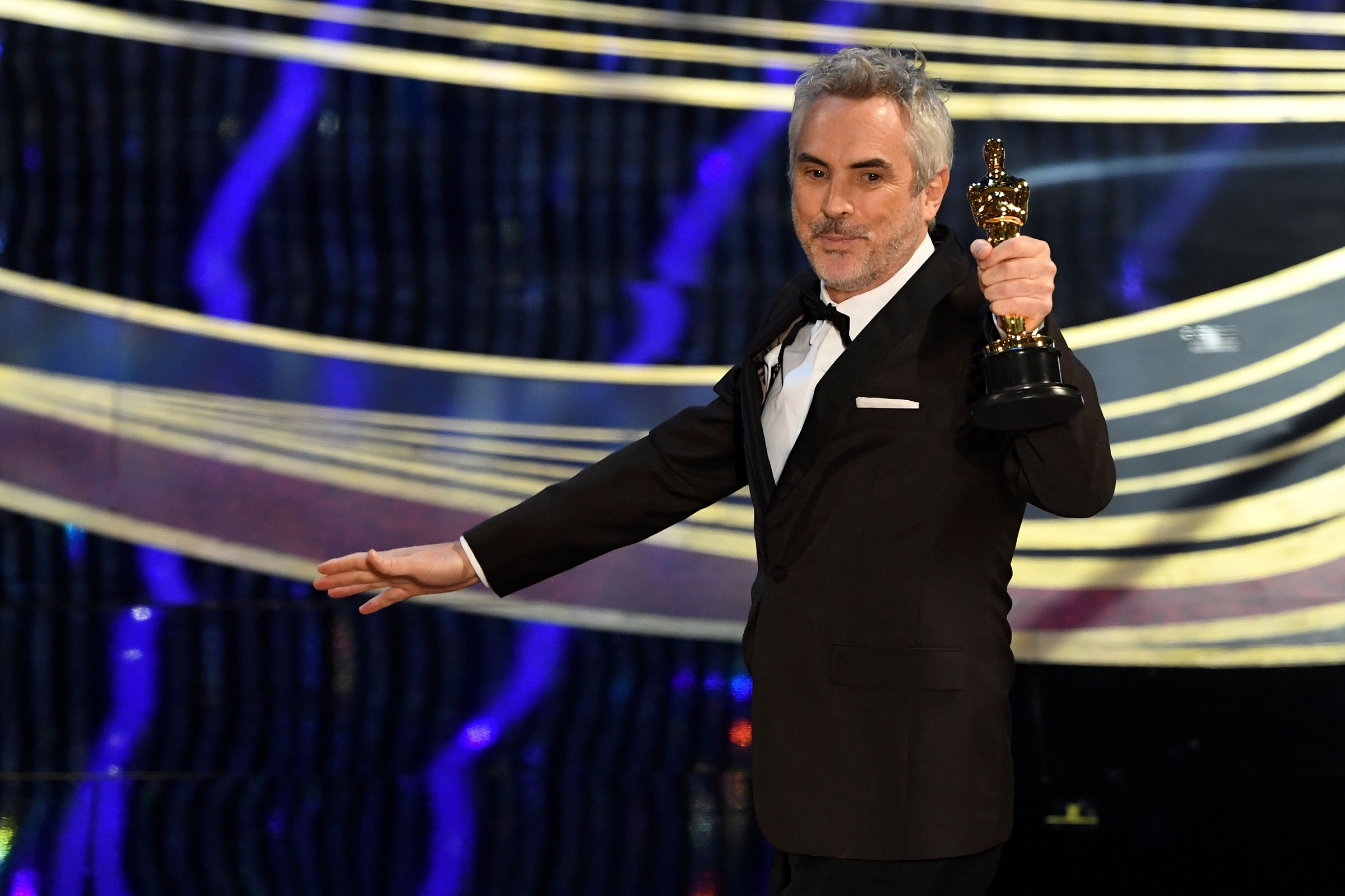 Best Cinematography nominee for "Roma" Alfonso Cuaron accepts the award for Best Cinematography during the 91st Annual Academy Awards at the Dolby Theatre in Hollywood on Feb. 24, 2019. (Valerie Macon—AFP/Getty Images)