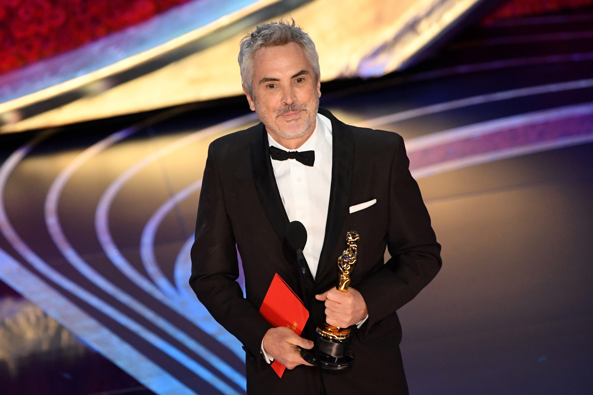 Best Foreign Language Film nominee for "Roma" Mexican director Alfonso Cuaron accepts the award for Best Foreign Language Film during the 91st Annual Academy Awards at the Dolby Theatre in Hollywood on Feb. 24, 2019. (Valerie Macon—AFP/Getty Images)